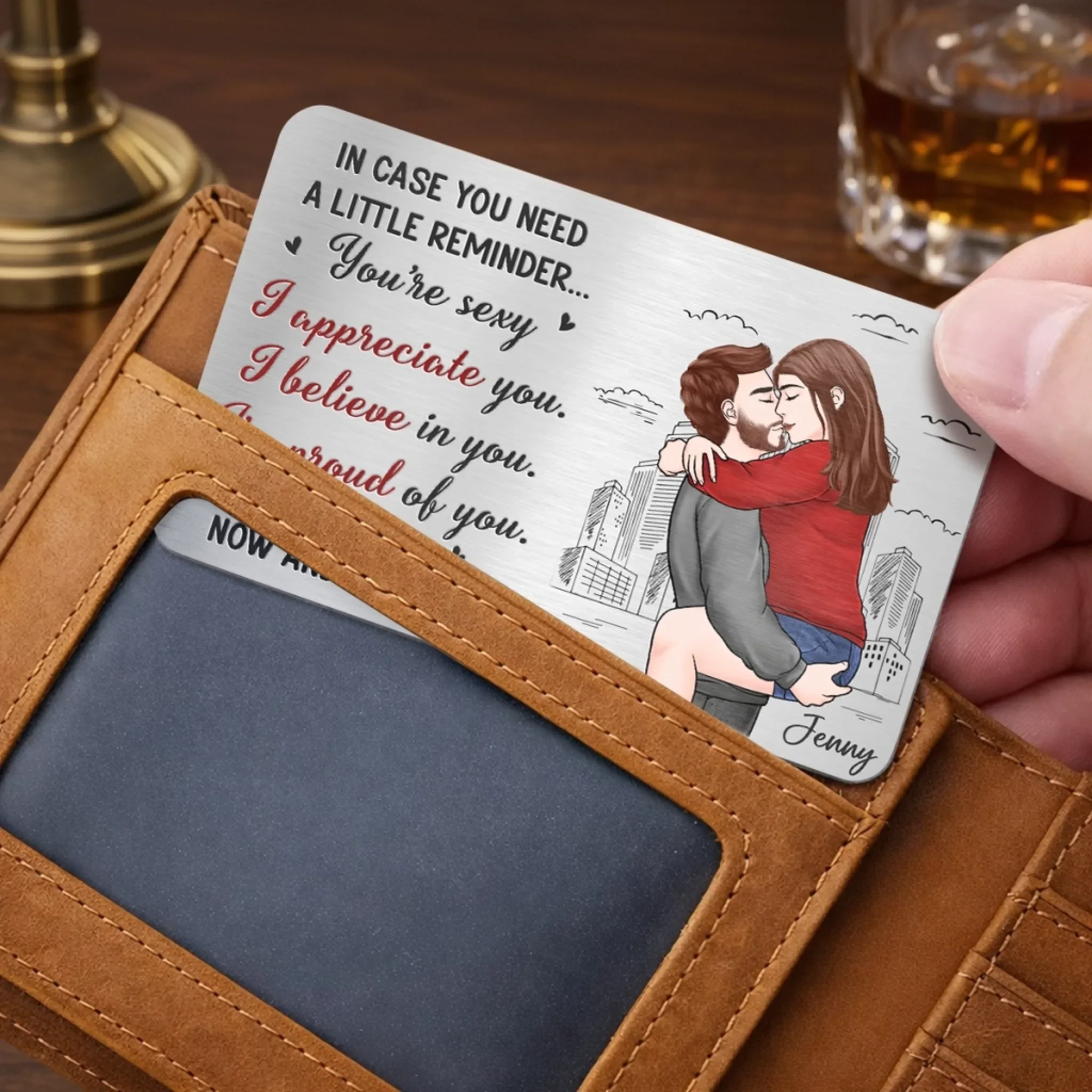 Custom Aluminum Wallet Card - Personalized Anniversary Wedding Gifts For Husband And Wife, Him And Her - You And Me Feels Natural - Image 3