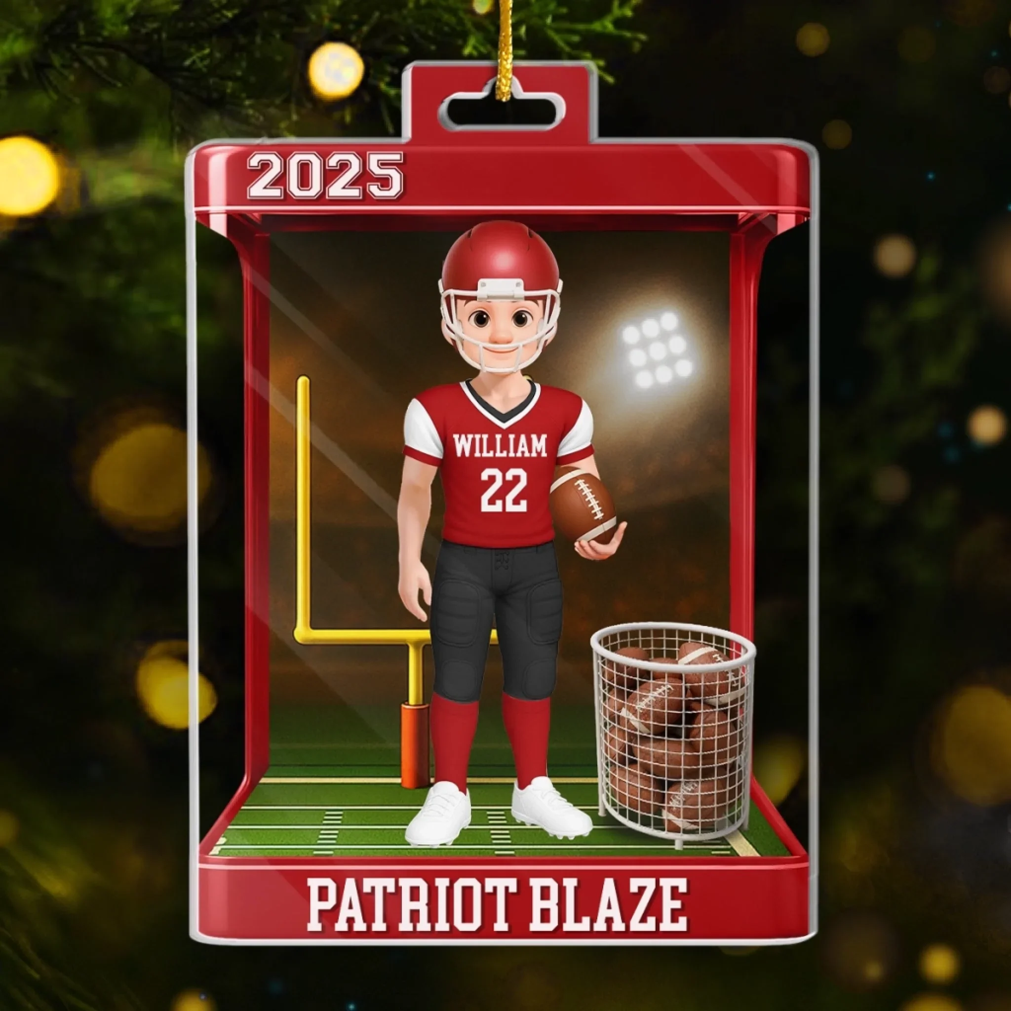 Custom American Football Acrylic Ornament - Personalized Christmas Birthday American Football Gifts For Football Lovers, Sports Fans, Sports Lovers - Born To Play