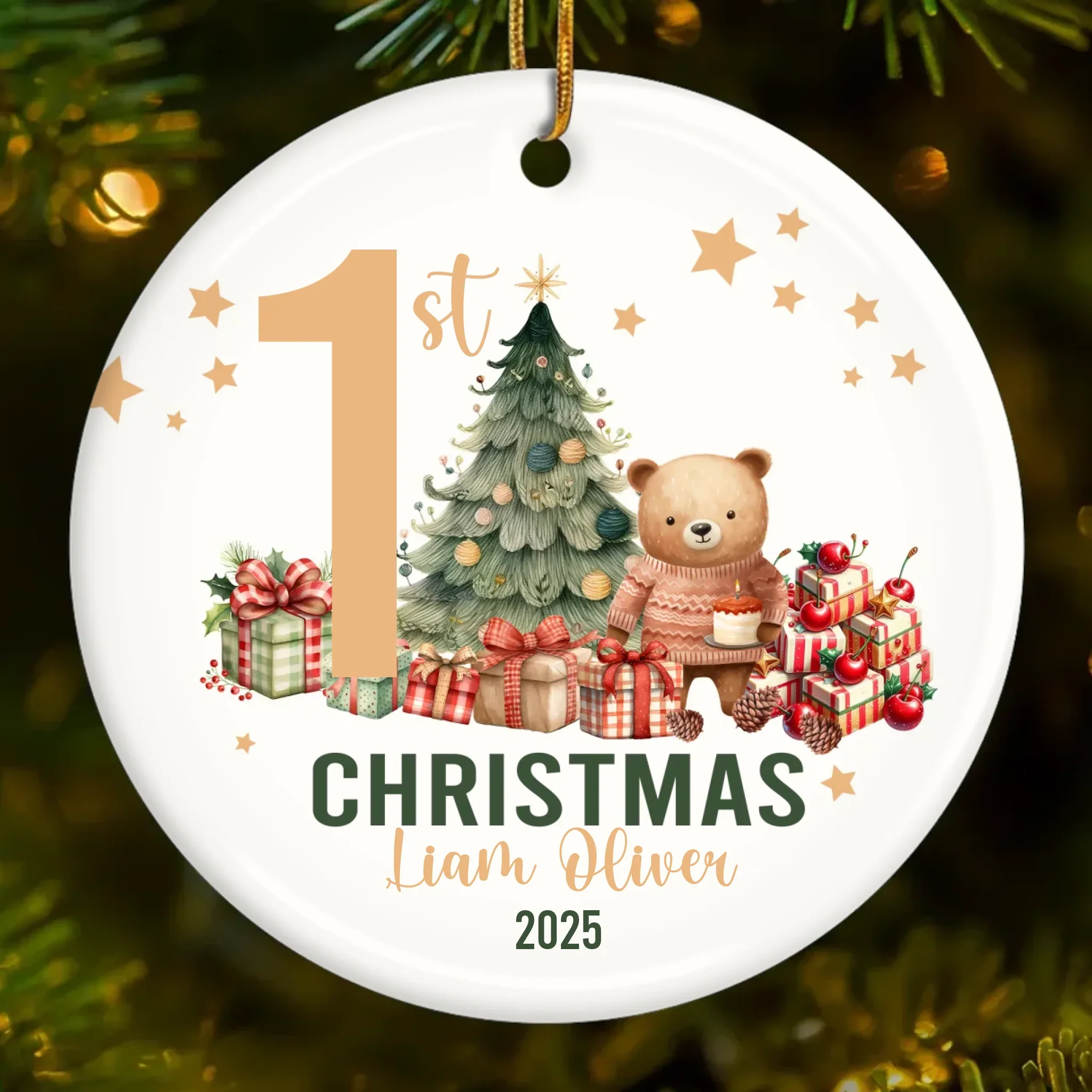 Custom Baby First Christmas Ceramic Ornament - Personalized Christmas Baby Shower, Gender Reveal Gifts For New Moms, New Dads, New Parents - Love At Every Snuggle - Image 2
