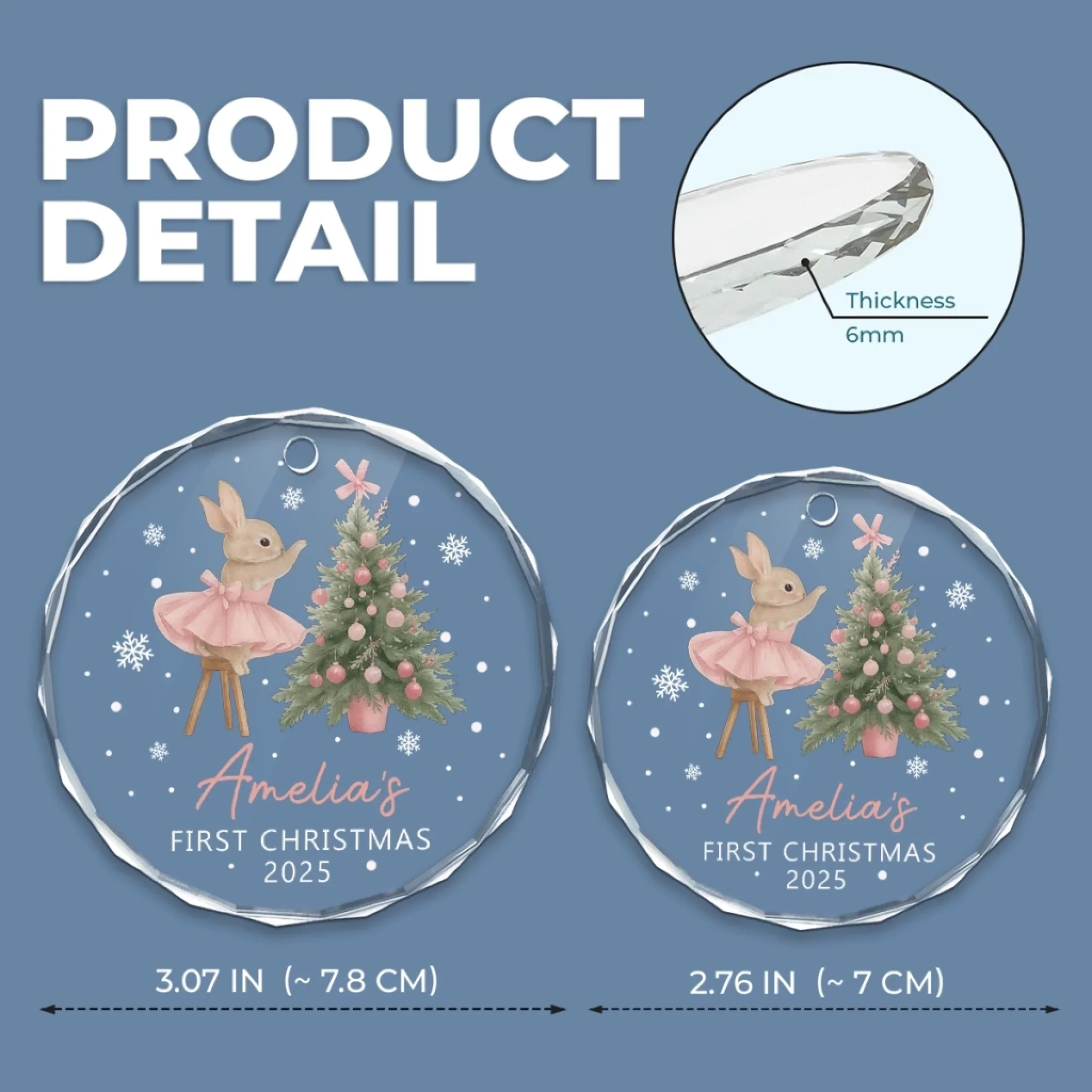 Custom Baby First Christmas Glass Ornament - Personalized Christmas Baby Shower, Gifts For New Moms, New Dads, New Parents - Santa’s Newest Helper - Image 6