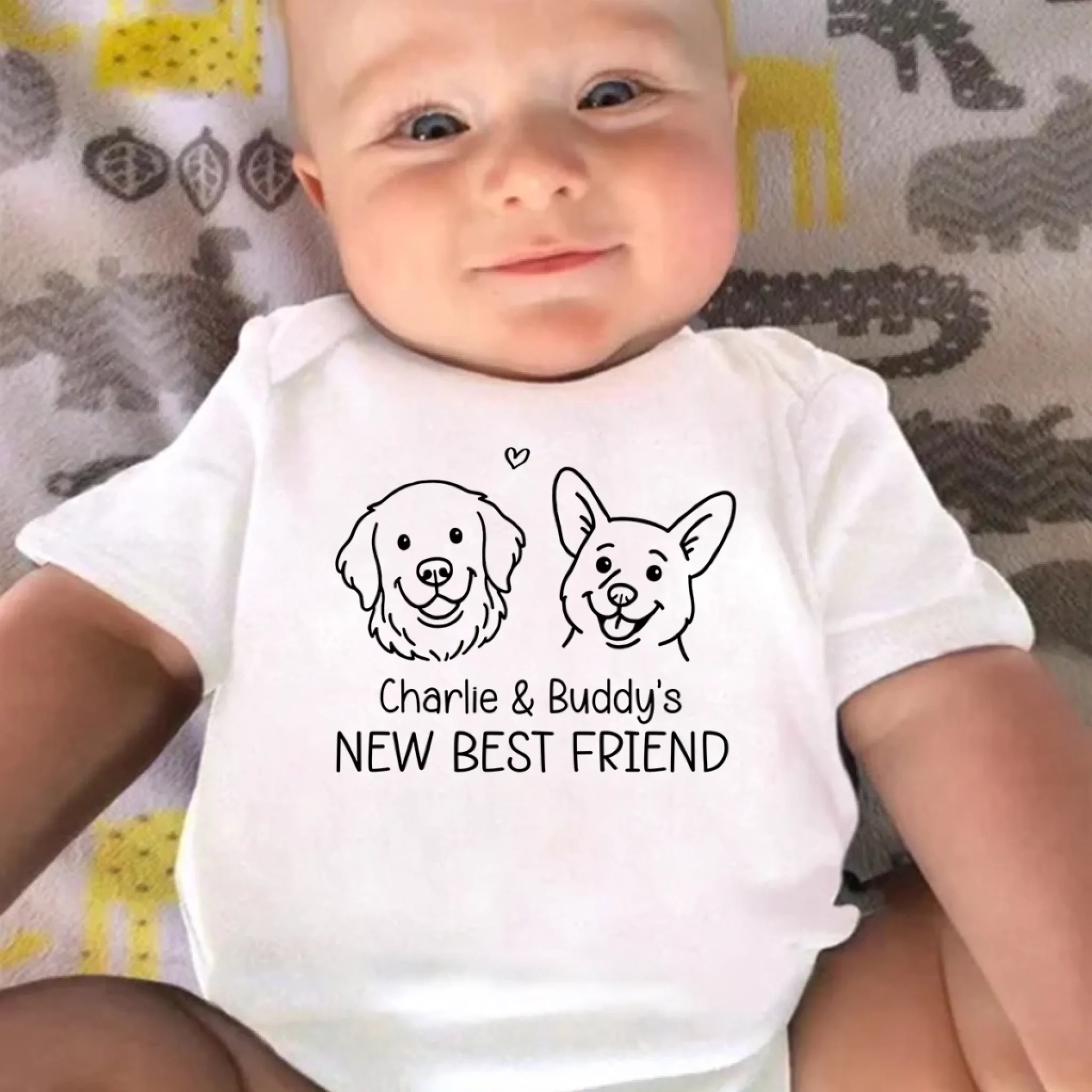 Custom Baby Onesie - Personalized Baby Shower, Gender Reveal Gifts For New Moms, New Dads, New Parents, Dog Dad And Mom - Newbie On The Dog Squad - Image 4