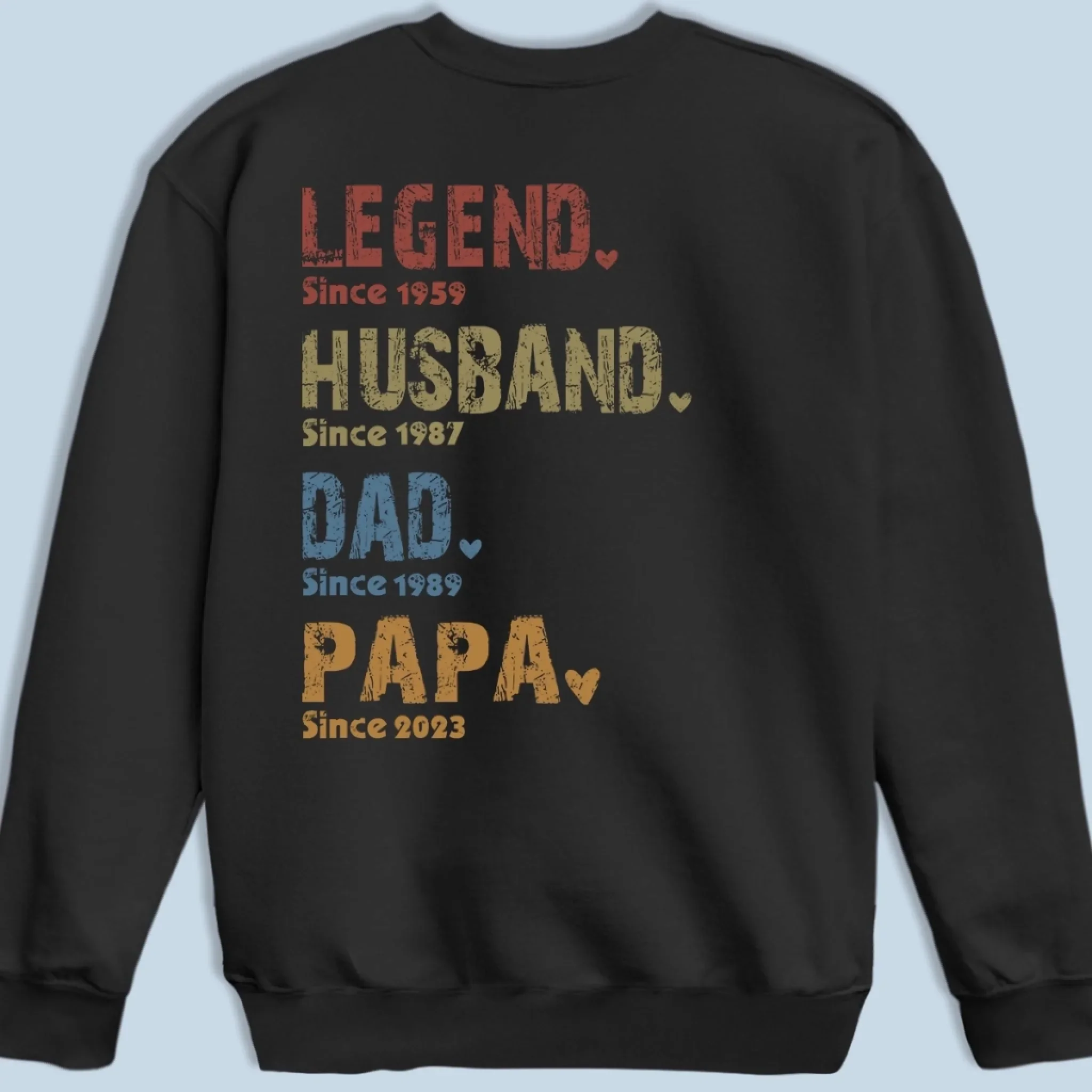 Custom Back Printed Unisex T-shirt, Premium T-shirt, Hoodie - Personalized Birthday Gifts For Dad, Grandpa - Generations Of Love In One Heart - Image 4