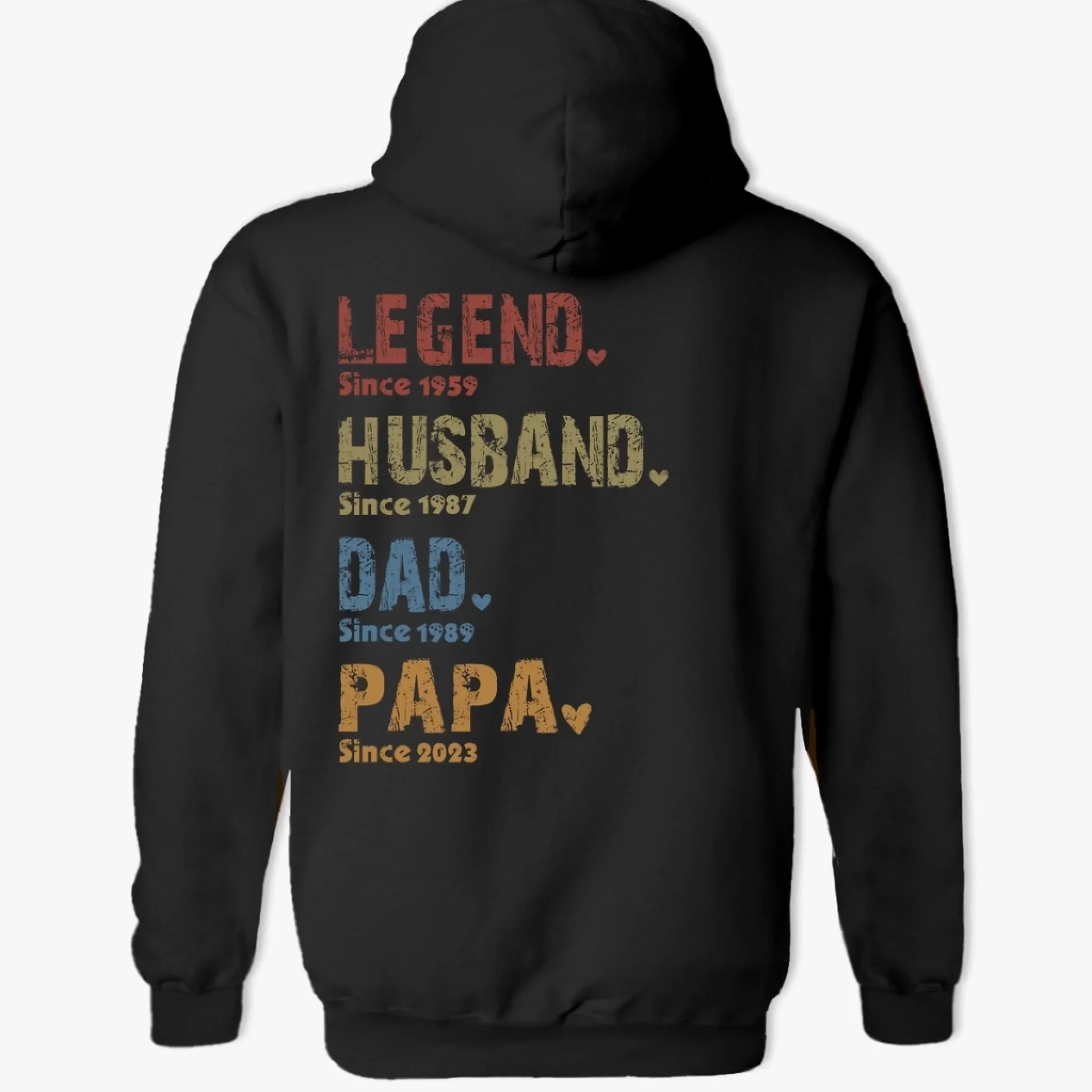 Custom Back Printed Unisex T-shirt, Premium T-shirt, Hoodie - Personalized Birthday Gifts For Dad, Grandpa - Generations Of Love In One Heart - Image 5