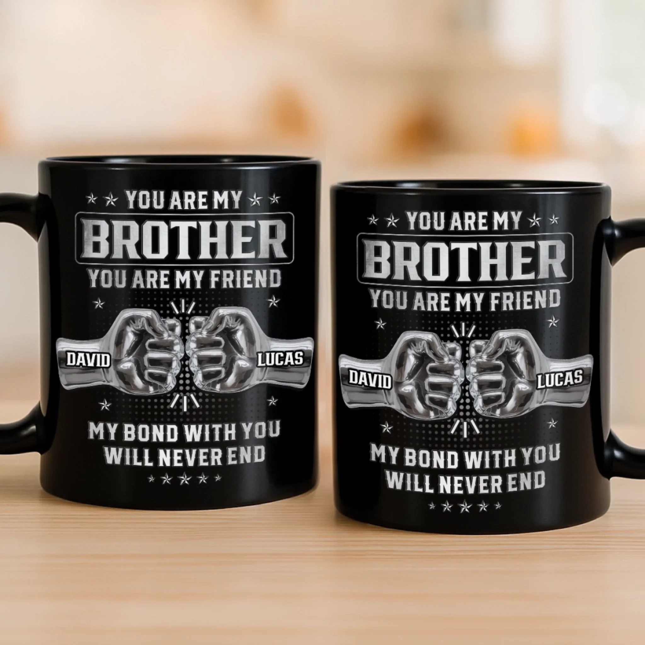 Custom Black Mug - Personalized Birthday Gifts For Dad, Brother, Sister - Not Just A Brother, My Forever Ally - Image 4
