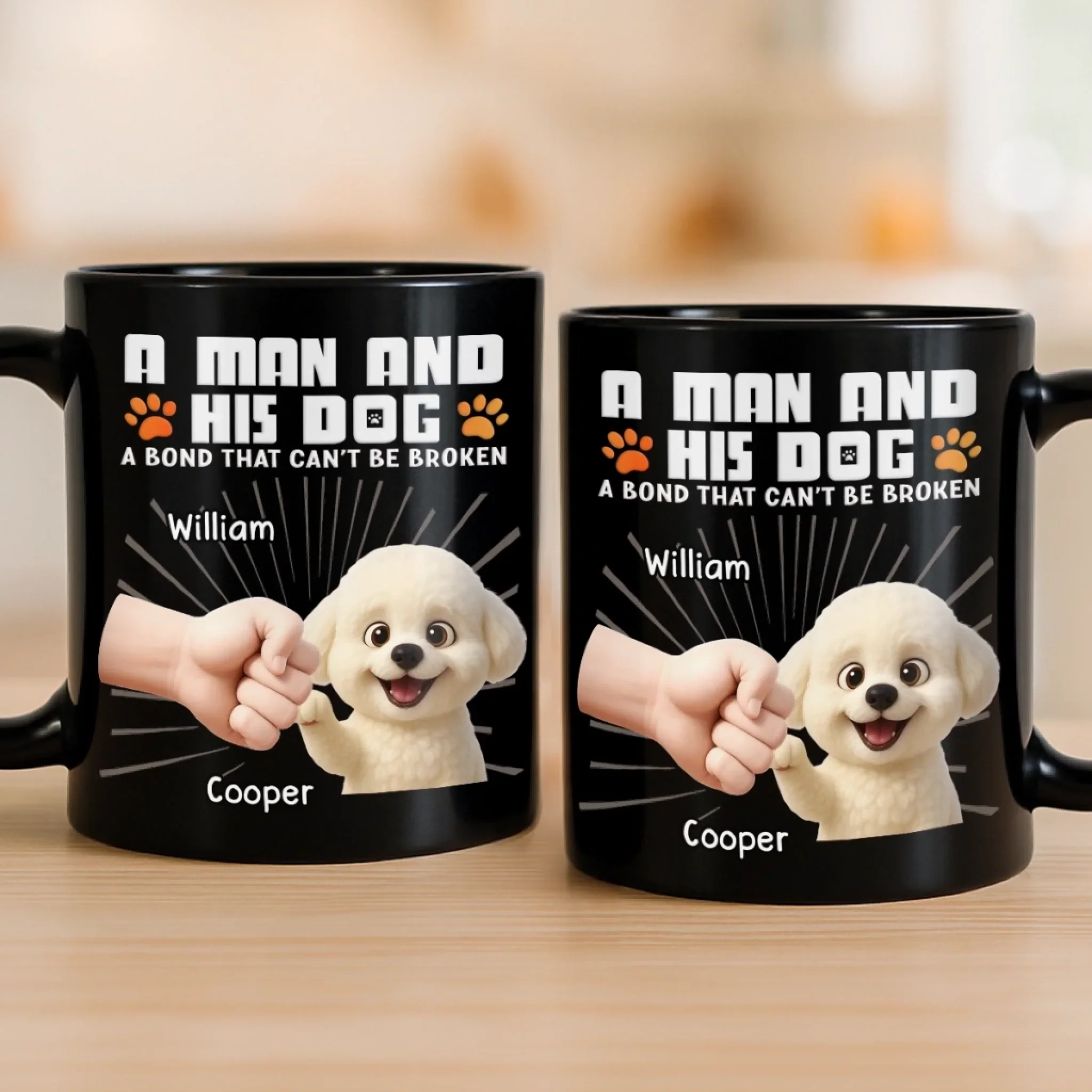 Custom Black Mug - Personalized Birthday Gifts For Dog Lovers, Dog Dad And Mom - Powered By Puppy Joy - Image 4