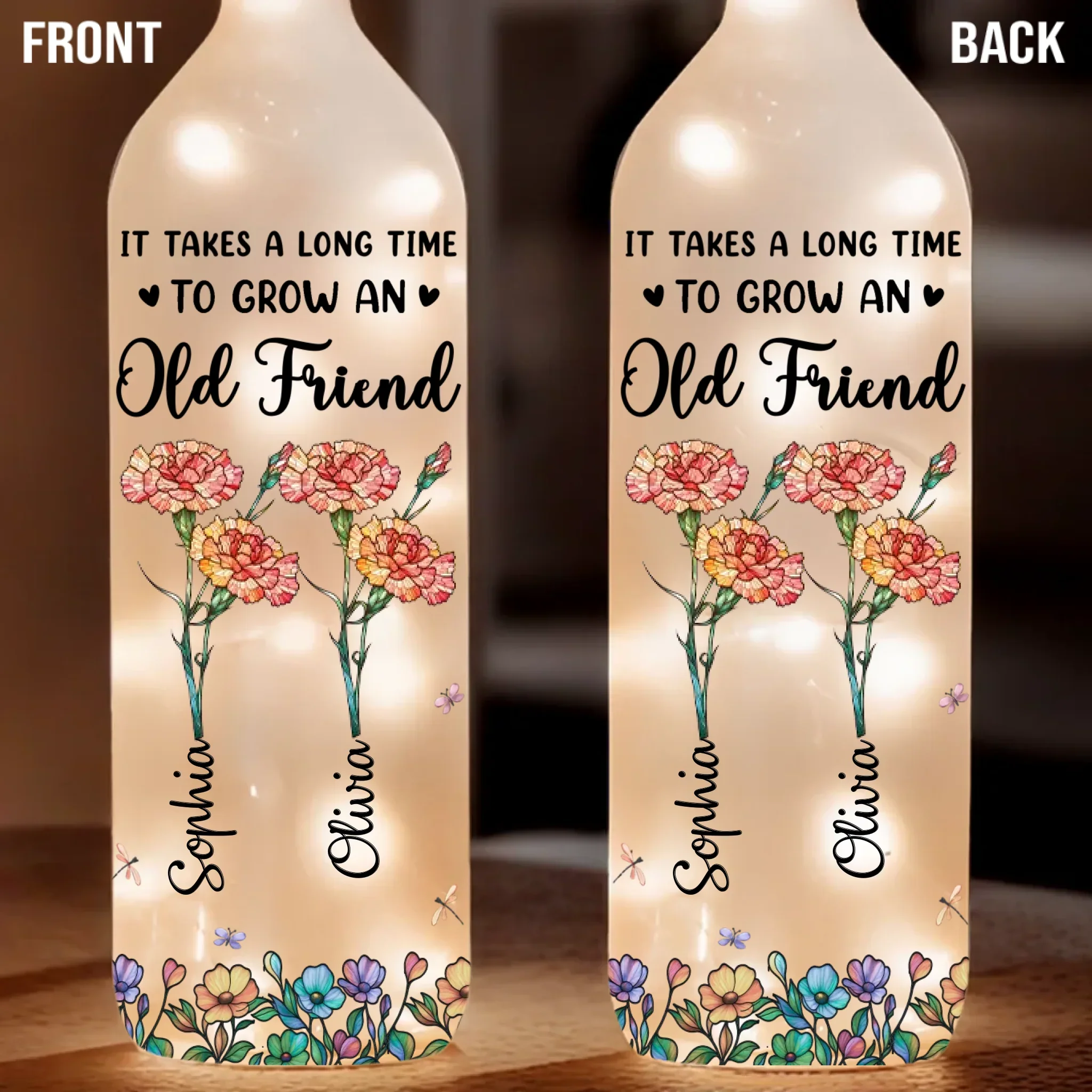 Custom Bottle Lamp - Personalized Best Friend Birthday Gifts For Women, Besties, Sisters, BFF - Timeless Friendship Glow - Image 2