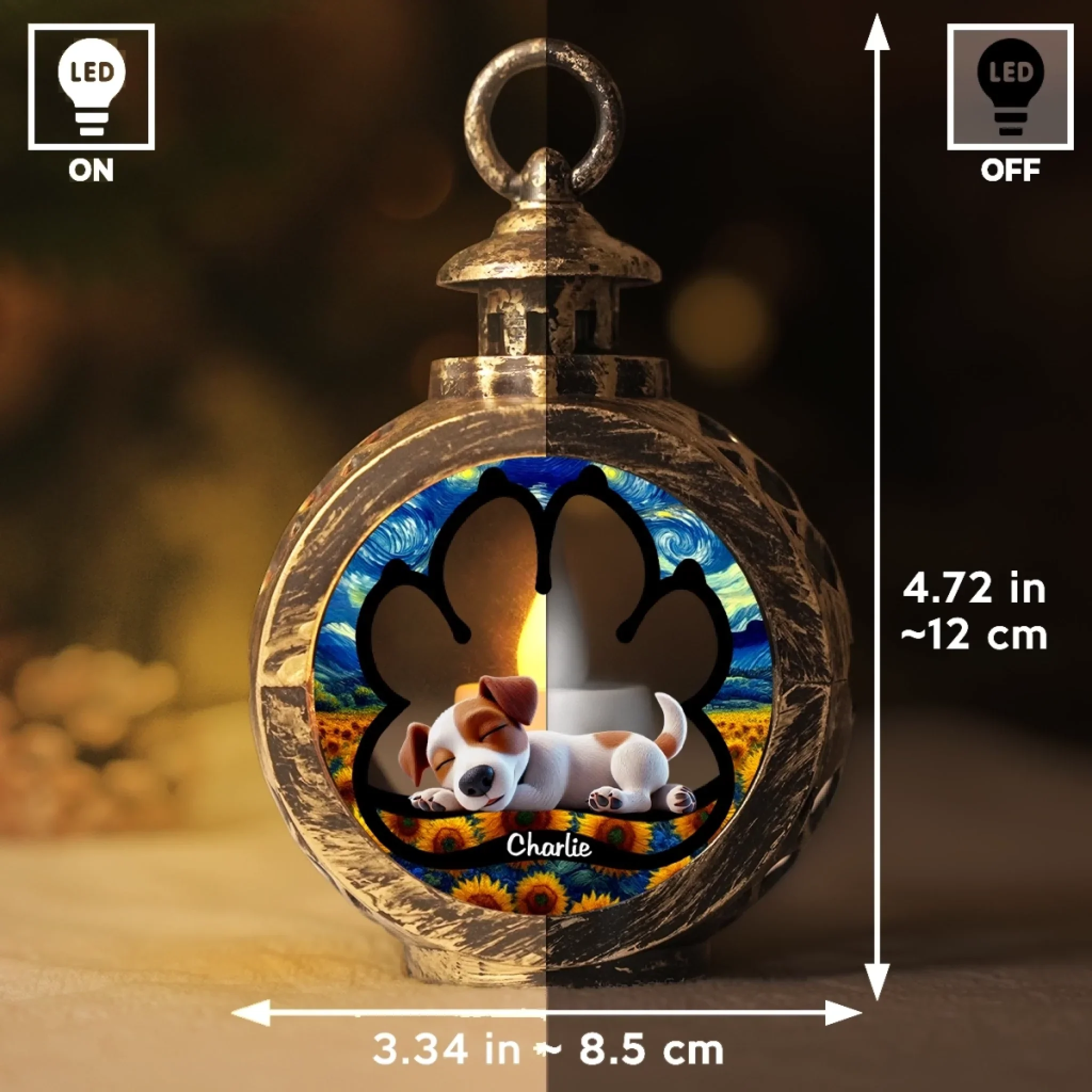 Custom Candlelight Lantern Ornament - Personalized Pet Christmas Memorial Sympathy Gifts For Dogs - Paw Prints Live In Our Hearts - Image 6