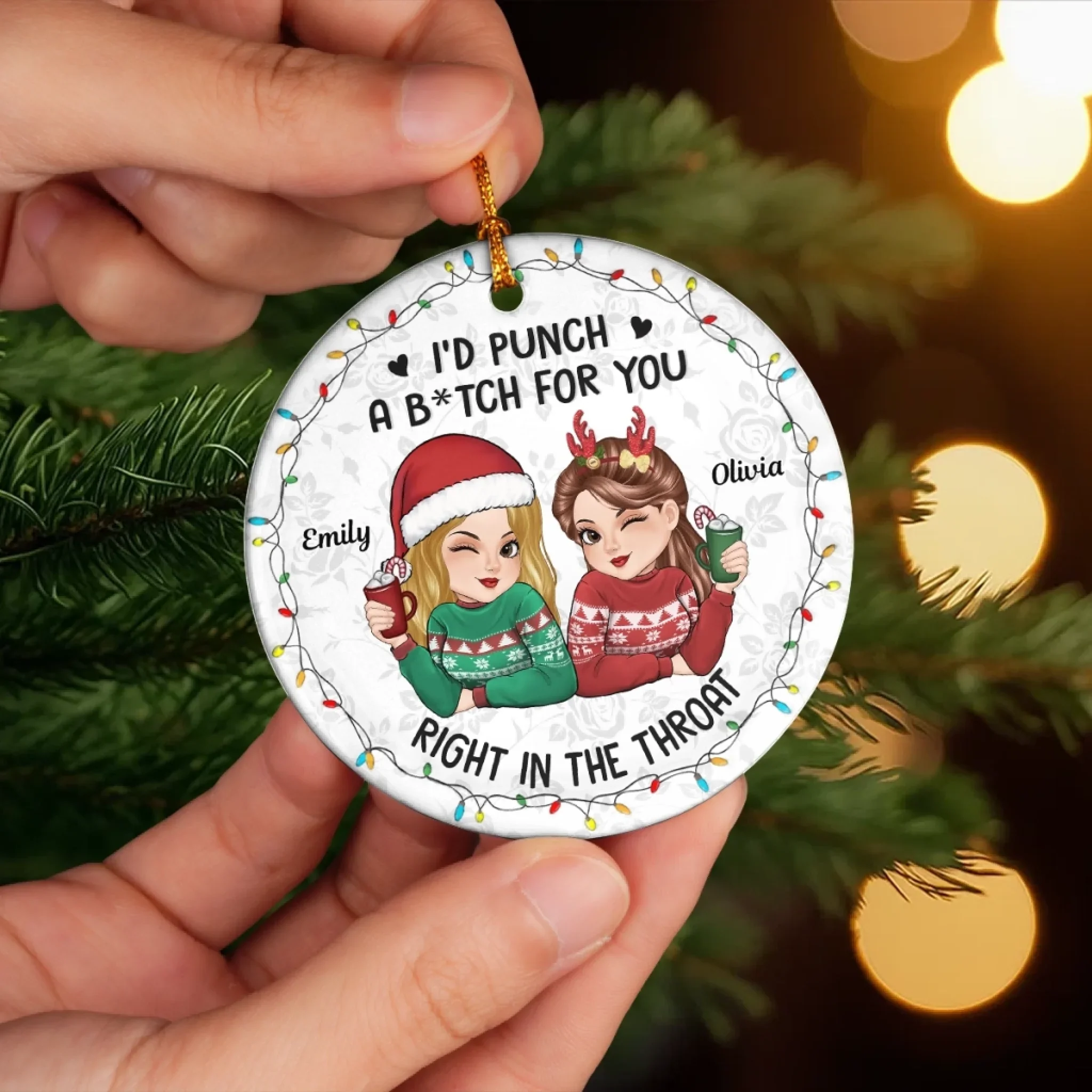 Custom Ceramic Ornament - Personalized Best Friend Christmas Birthday Gifts For Women, Besties, Sisters, BFF - Friends Warm Hearts This Winter - Image 5