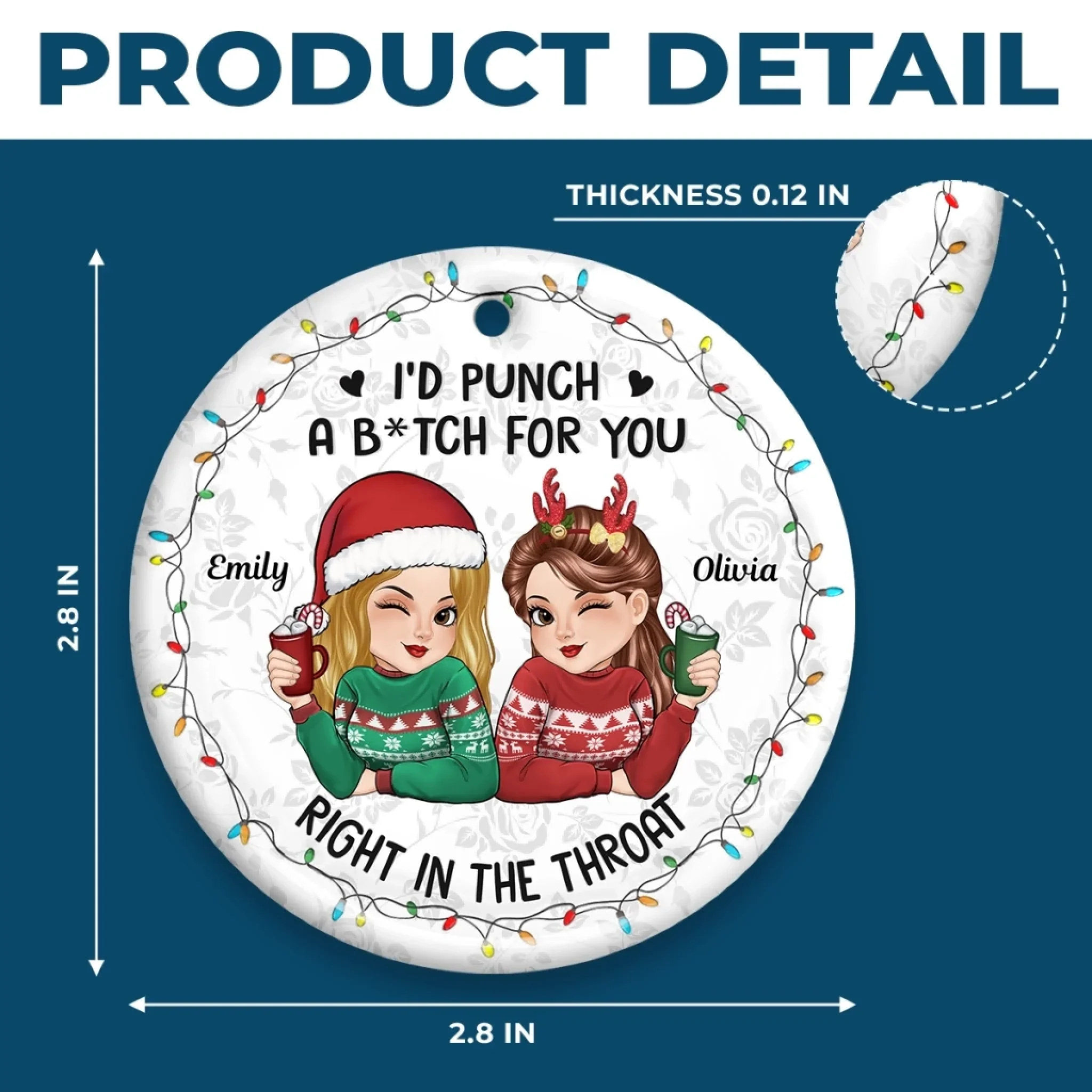Custom Ceramic Ornament - Personalized Best Friend Christmas Birthday Gifts For Women, Besties, Sisters, BFF - Friends Warm Hearts This Winter - Image 6