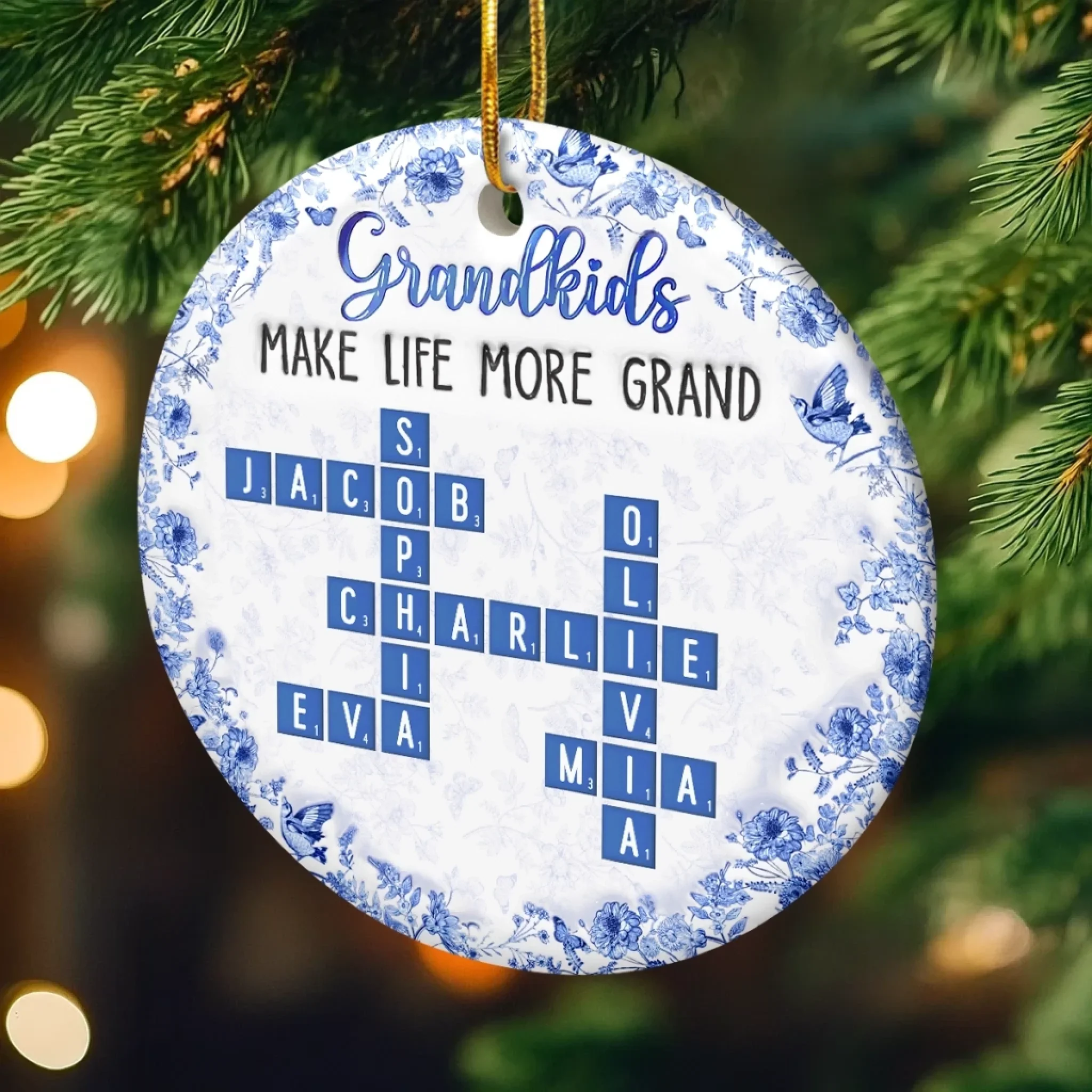 Custom Scrabble Ceramic Ornament - Personalized Birthday Gifts For Grandpa, Grandma - Love Lives Where We Belong - Image 4