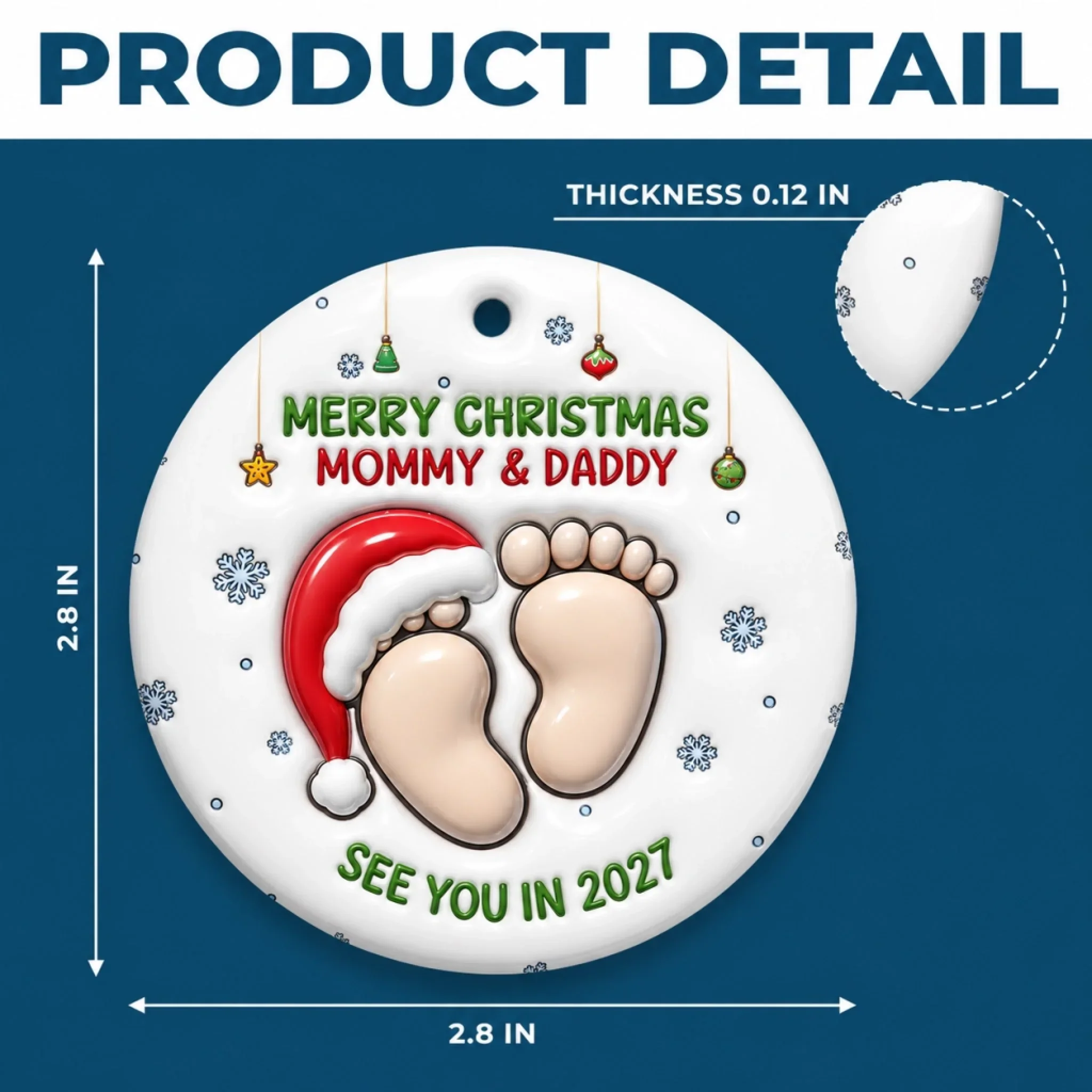 Custom Ceramic Ornament - Personalized Christmas Baby Shower, Gender Reveal Gifts For New Moms, New Dads, New Parents - Welcome To Your Little World - Image 5