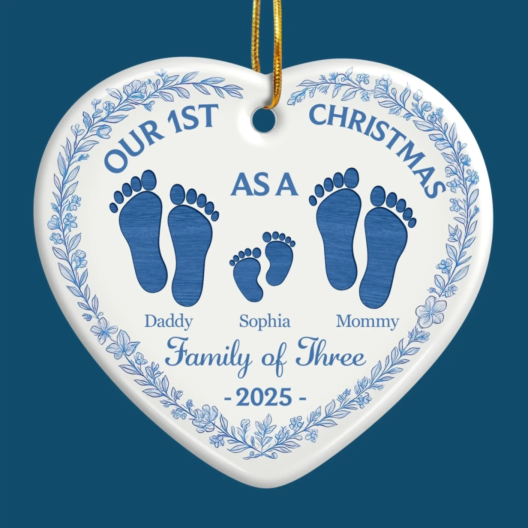 Custom Ceramic Ornament - Personalized Christmas Birthday Gifts For Mom, Dad, Kids - Our 1st Christmas - Image 4