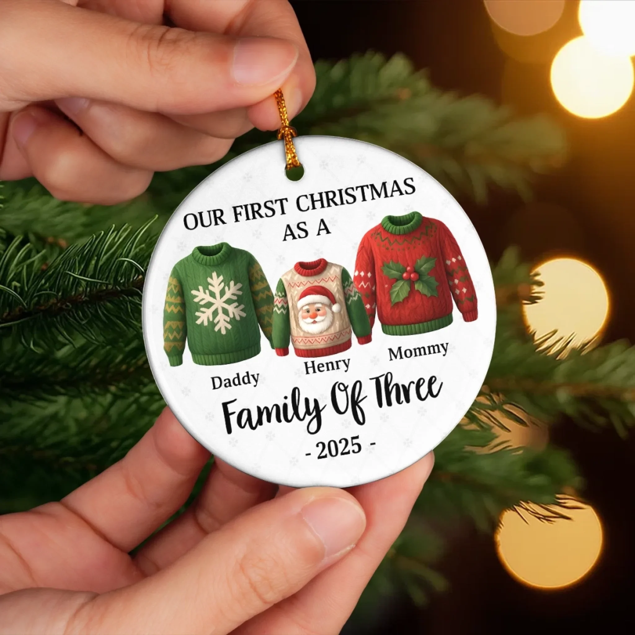 Custom Ceramic Ornament - Personalized Christmas Birthday Gifts For Mom, Dad, Kids - Our First Christmas Together - Image 5