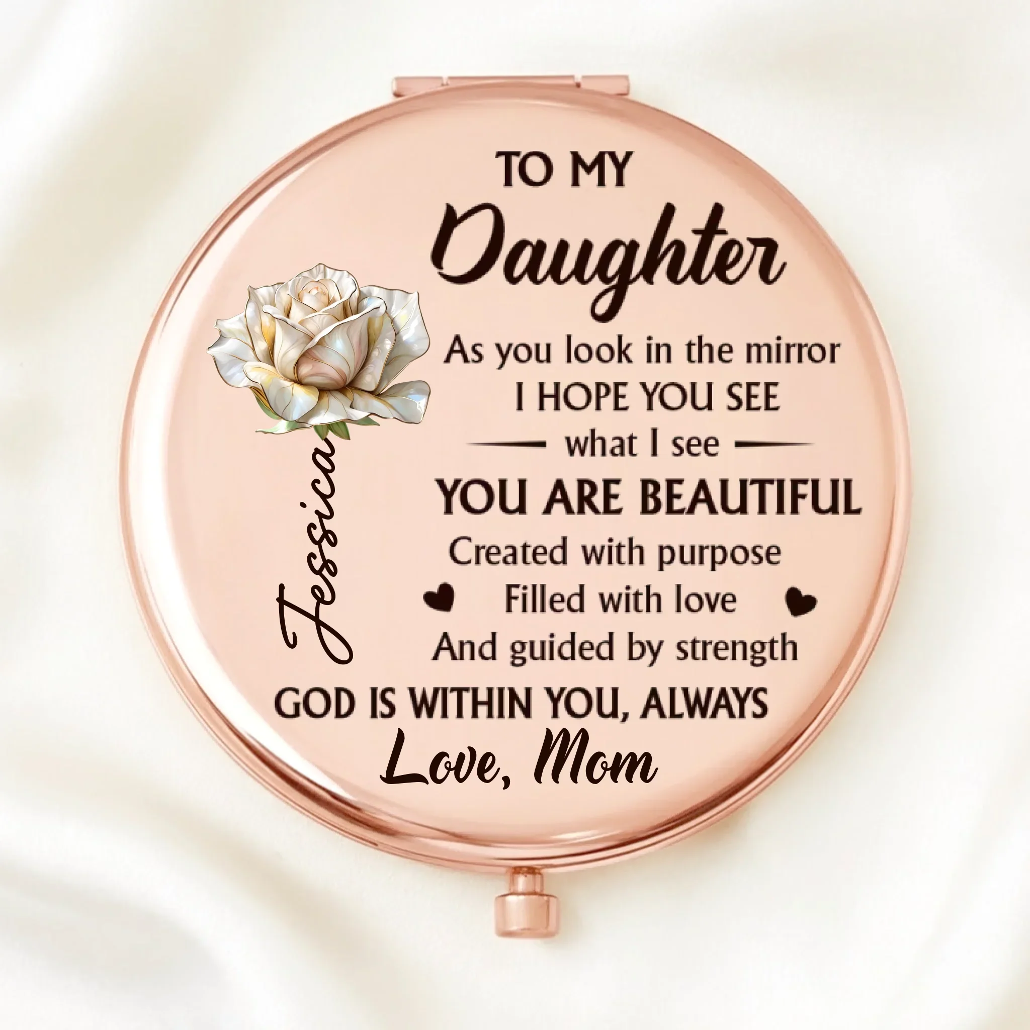 Custom Compact Mirror - Personalized Birthday Gifts For Daughter, Granddaughter - Daughter Love Feels Like Home - Image 2