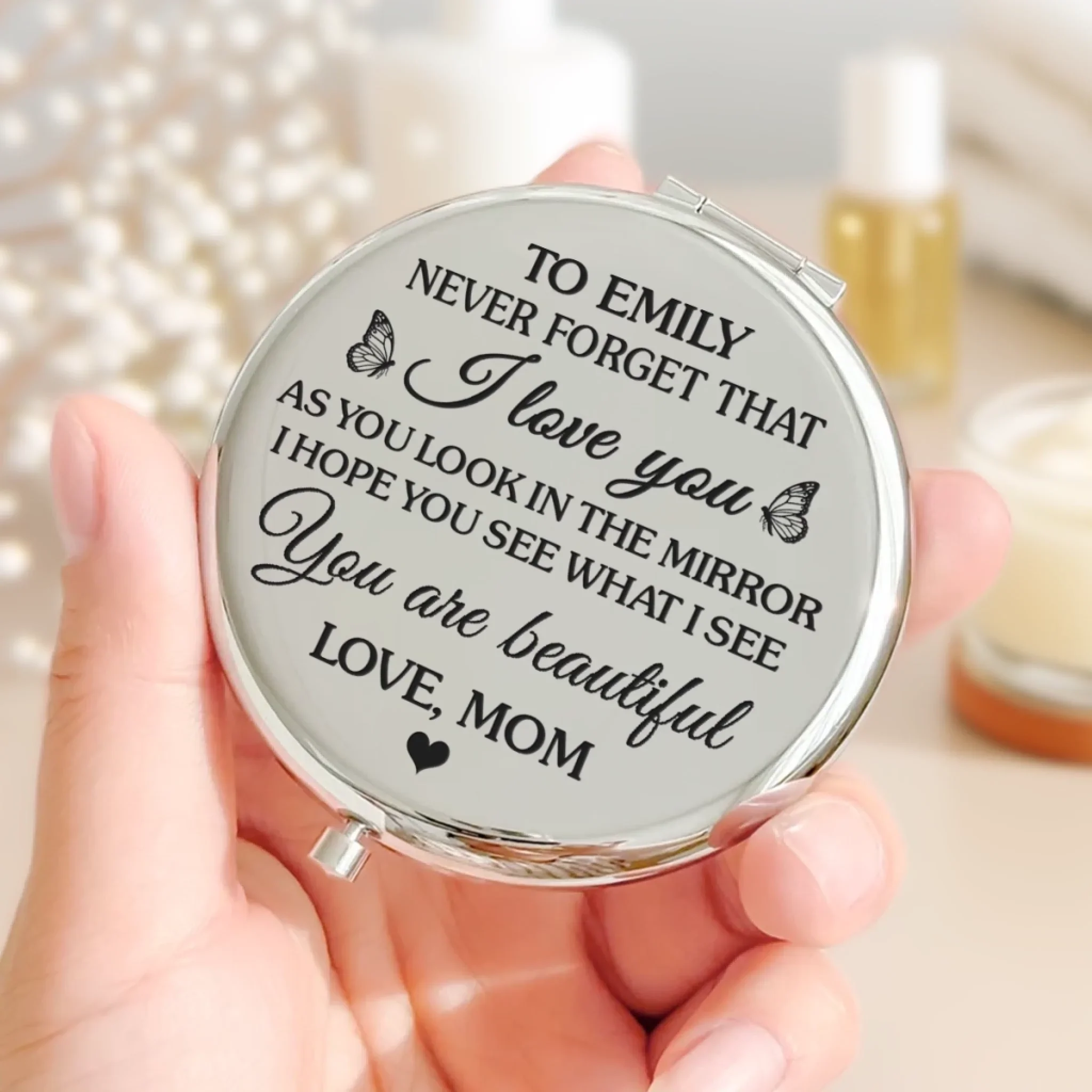 Custom Compact Mirror - Personalized Birthday Gifts For Daughter - You Shine Just Being You - Image 5