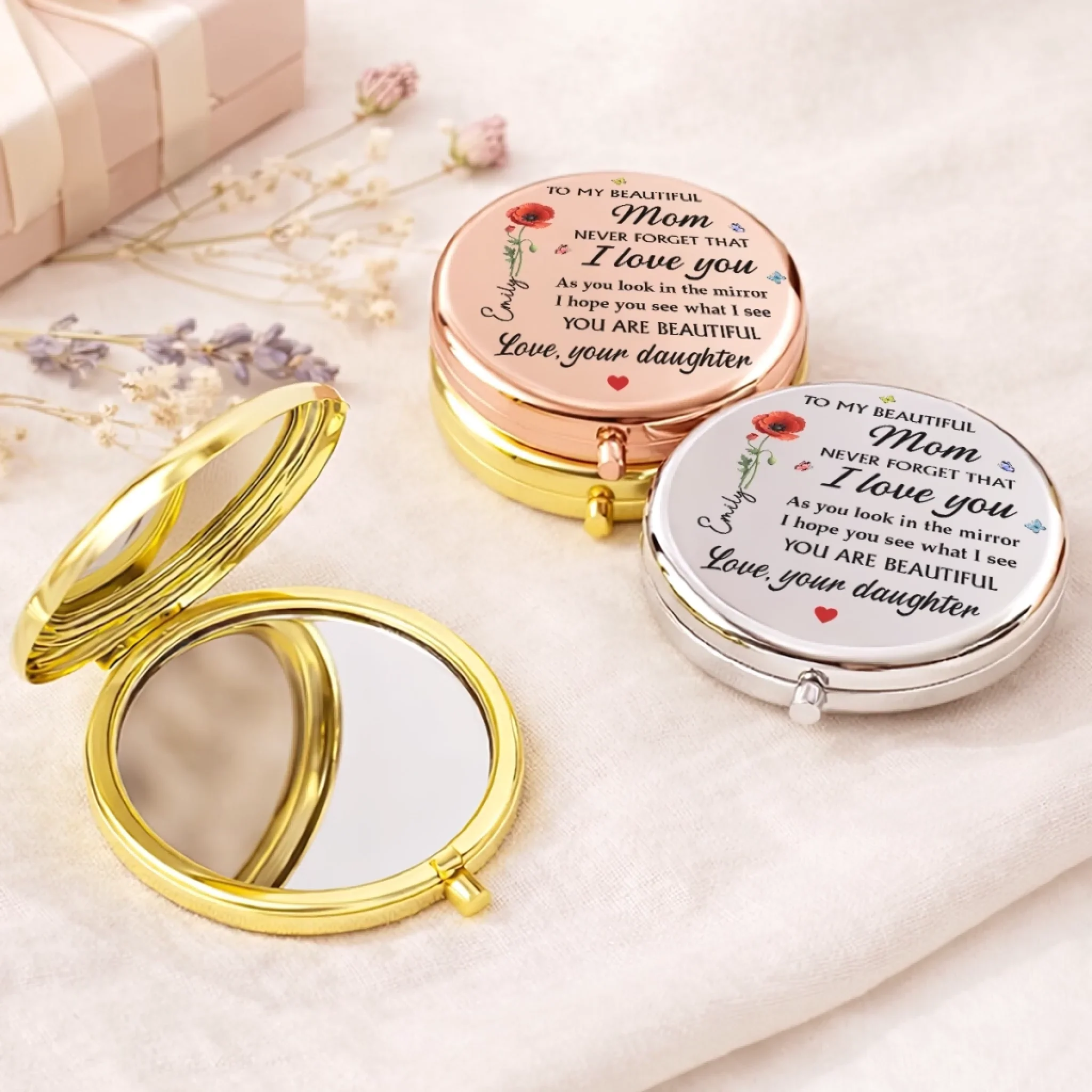 Custom Compact Mirror - Personalized Mother's Day Birthday Gifts For Mom - Thank You For Being You, Mom - Image 5
