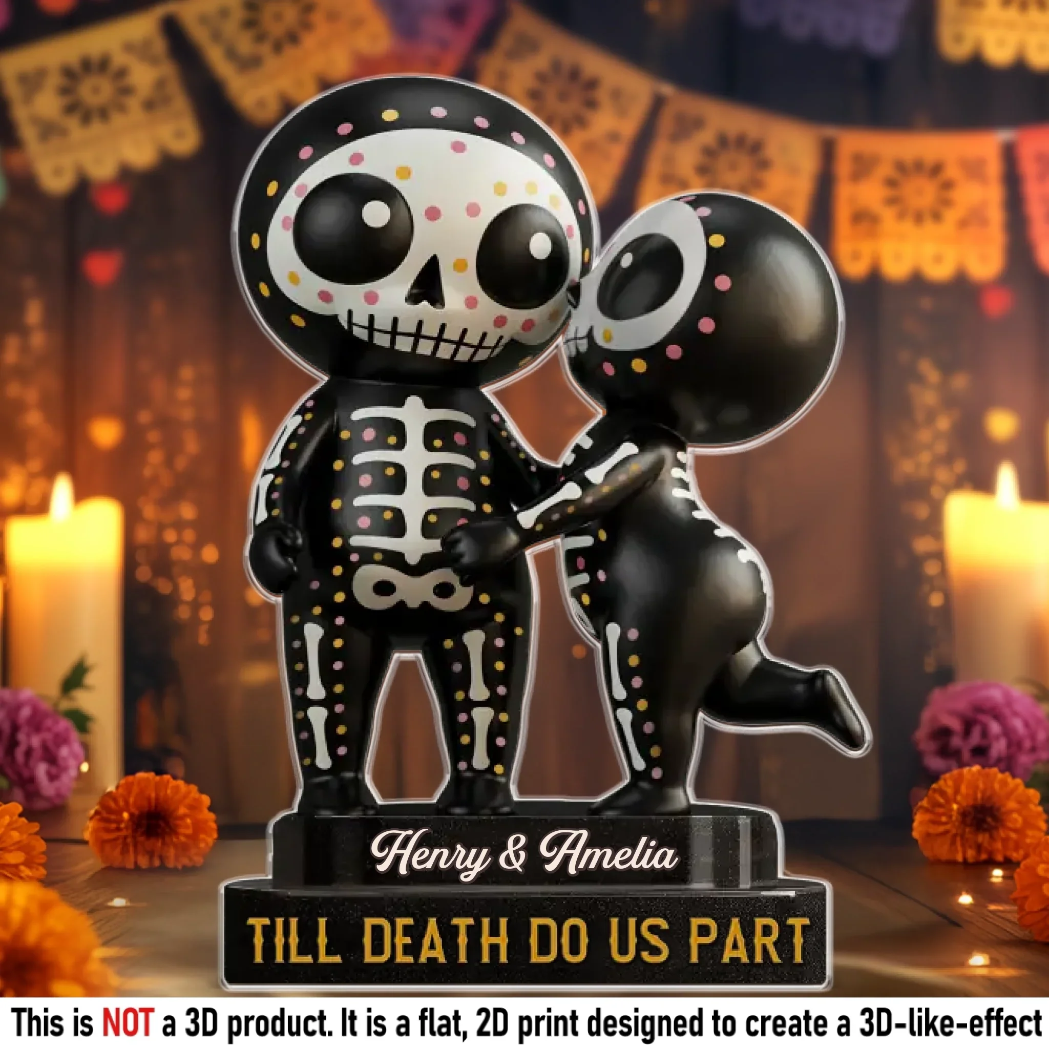 Custom Gothic Skeleton Acrylic Plaque - Personalized Anniversary Wedding Gifts For Husband And Wife, Him And Her - Hauntingly In Love Forever - Image 2
