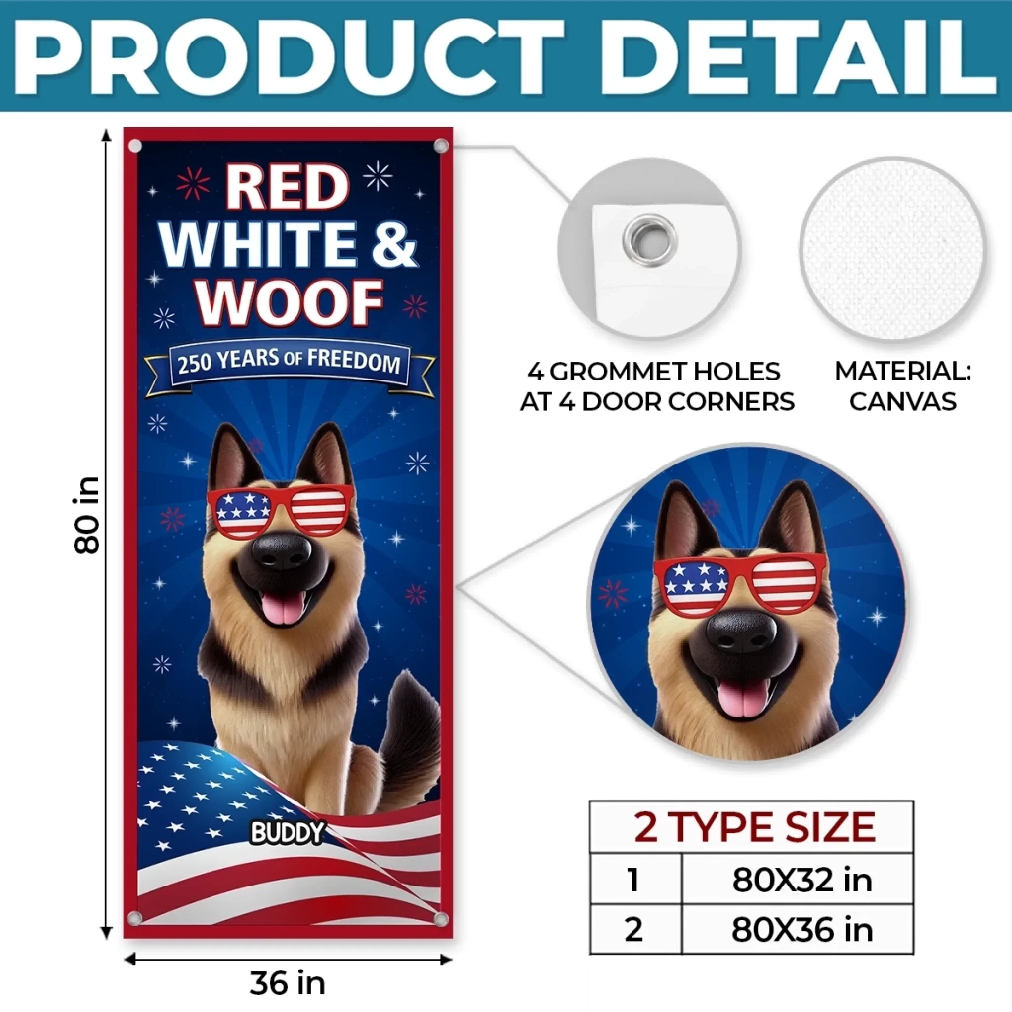 Custom Door Cover - Personalized 4th Of July Gifts For Dog Lovers, Dog Dad And Mom - Land Of The Free - Image 4