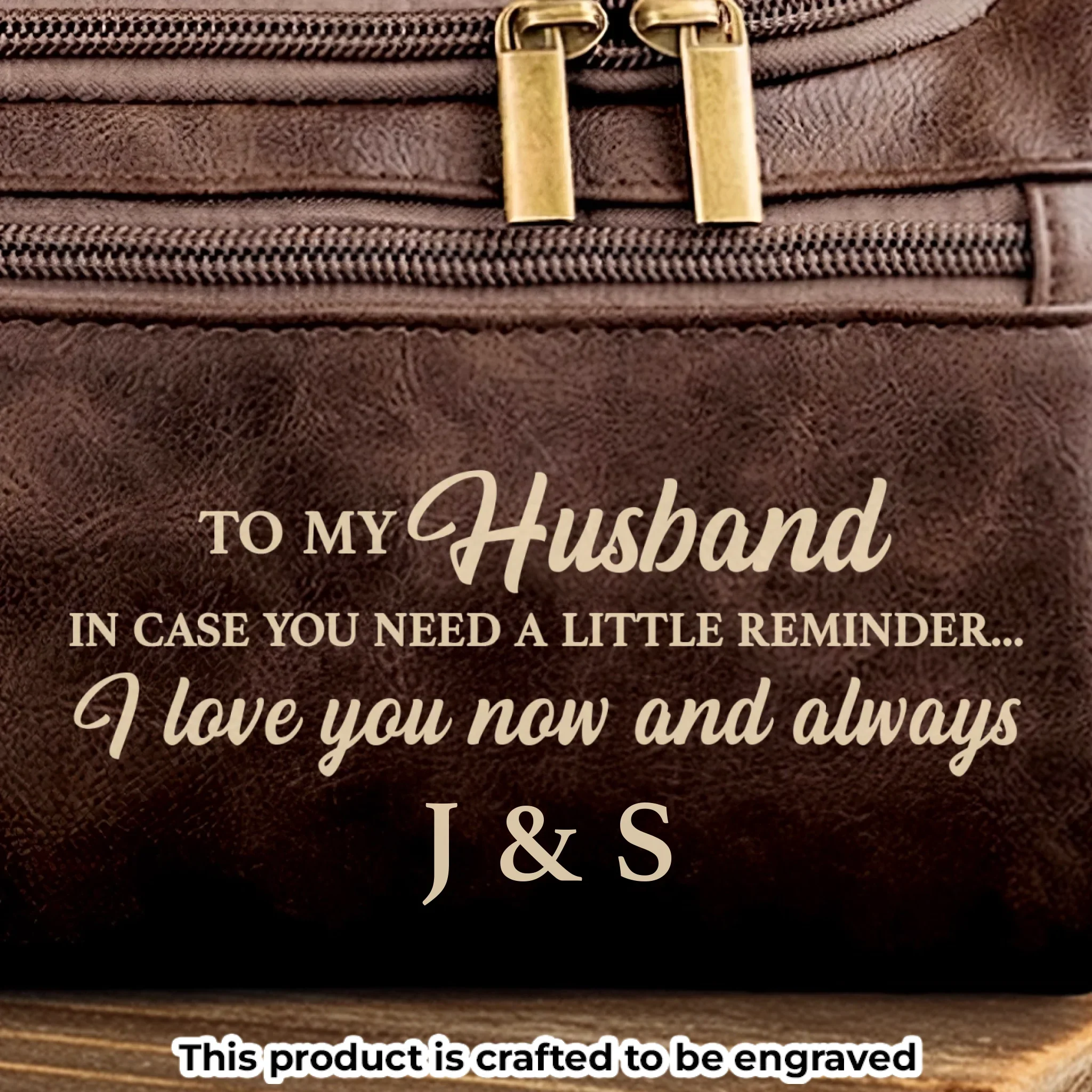Custom Engraved Leather Toiletry Bag - Personalized Birthday Gifts For Husband - For The Man I Love - Image 4