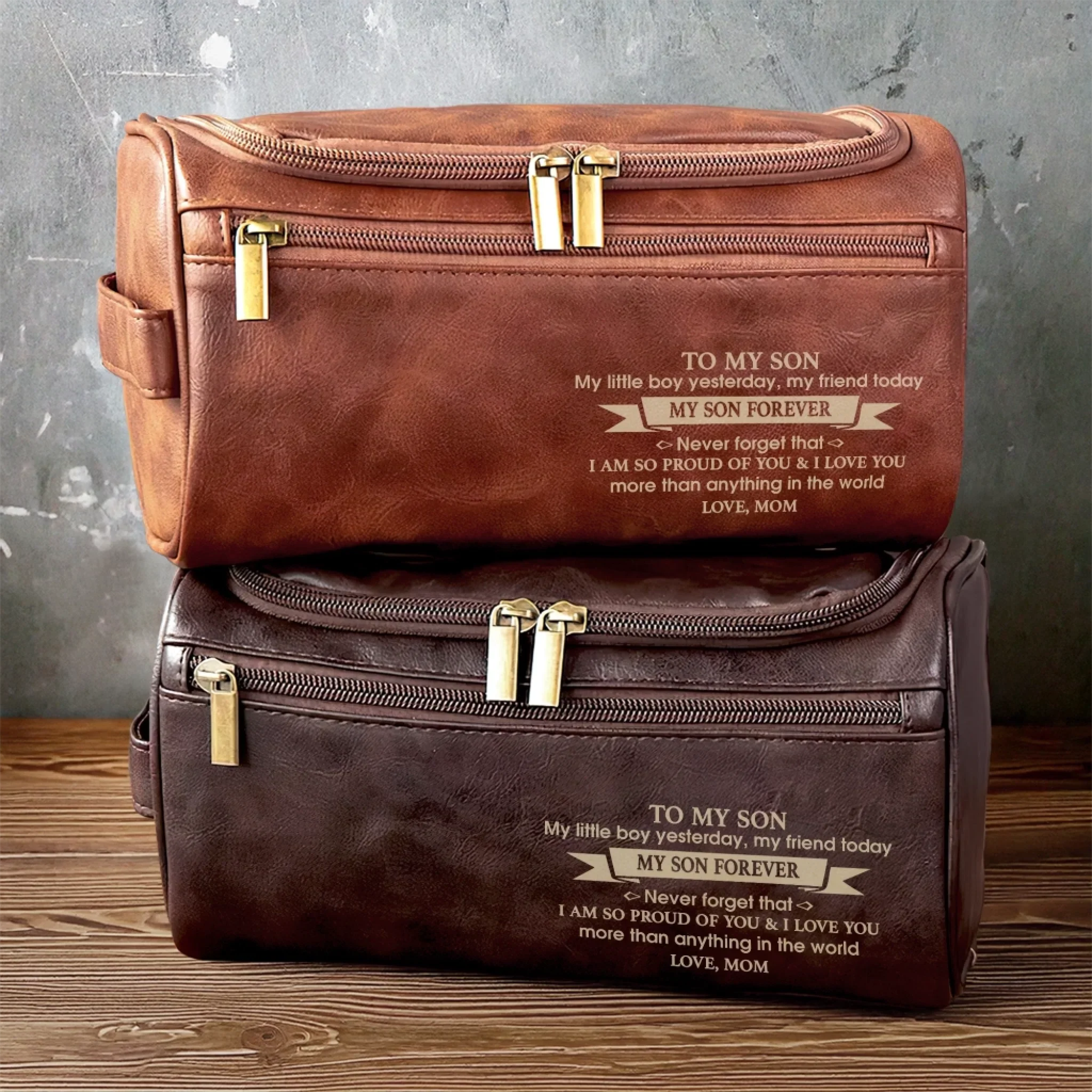 Custom Engraved Leather Toiletry Bag - Personalized Birthday Gifts For Son - You Are My Pride - Image 6