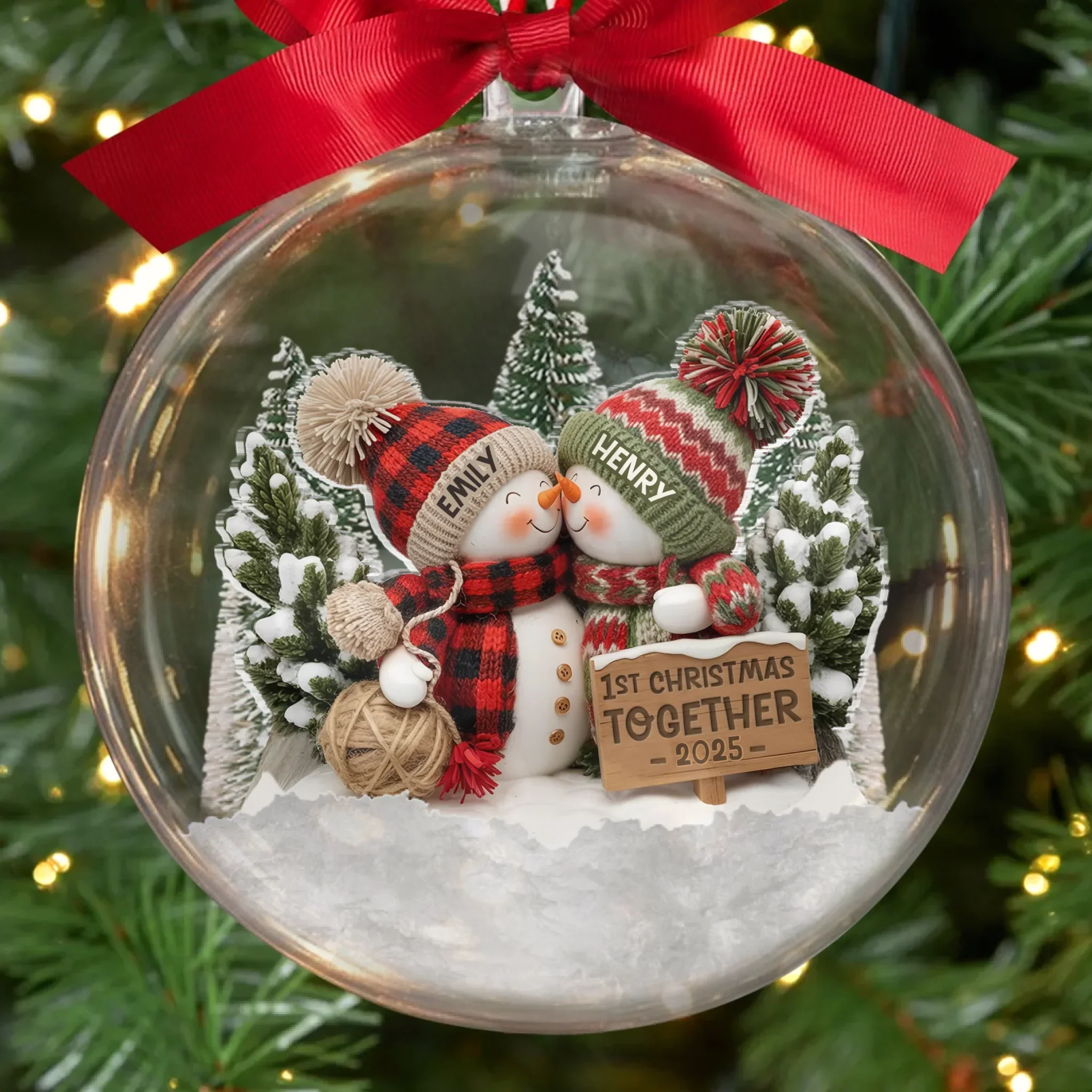 Custom First Christmas 3D Acrylic Ball Ornament - Personalized Anniversary Christmas Wedding Gifts For Husband And Wife, Him And Her - You And Me Forever - Image 2