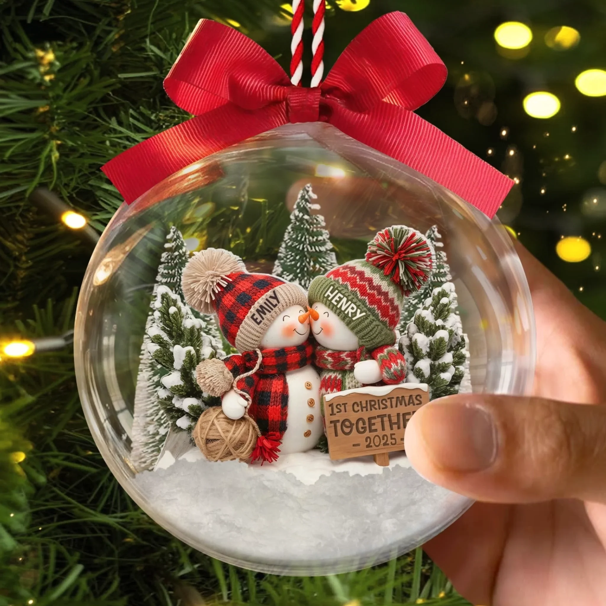 Custom First Christmas 3D Acrylic Ball Ornament - Personalized Anniversary Christmas Wedding Gifts For Husband And Wife, Him And Her - You And Me Forever - Image 3