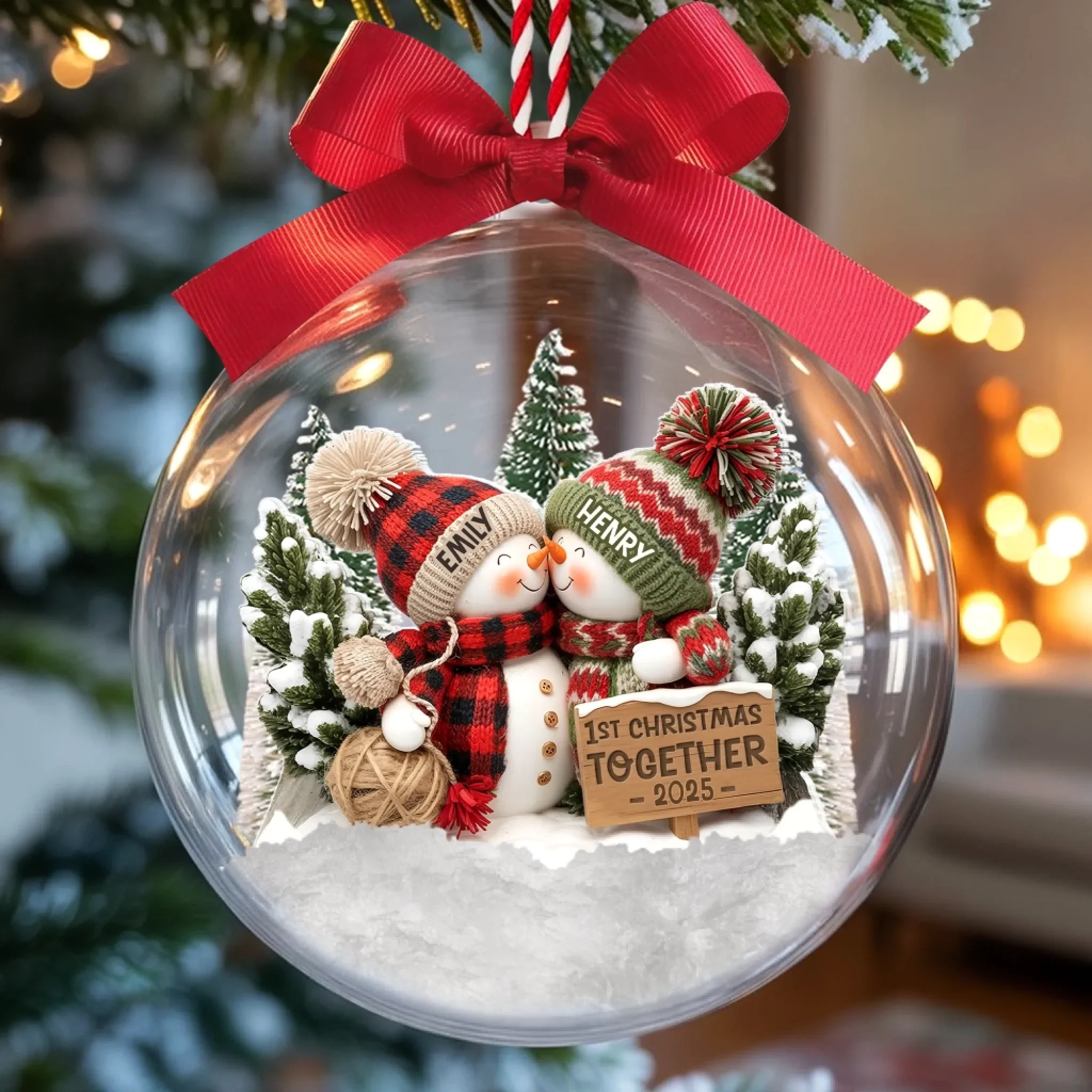 Custom First Christmas 3D Acrylic Ball Ornament - Personalized Anniversary Christmas Wedding Gifts For Husband And Wife, Him And Her - You And Me Forever - Image 4