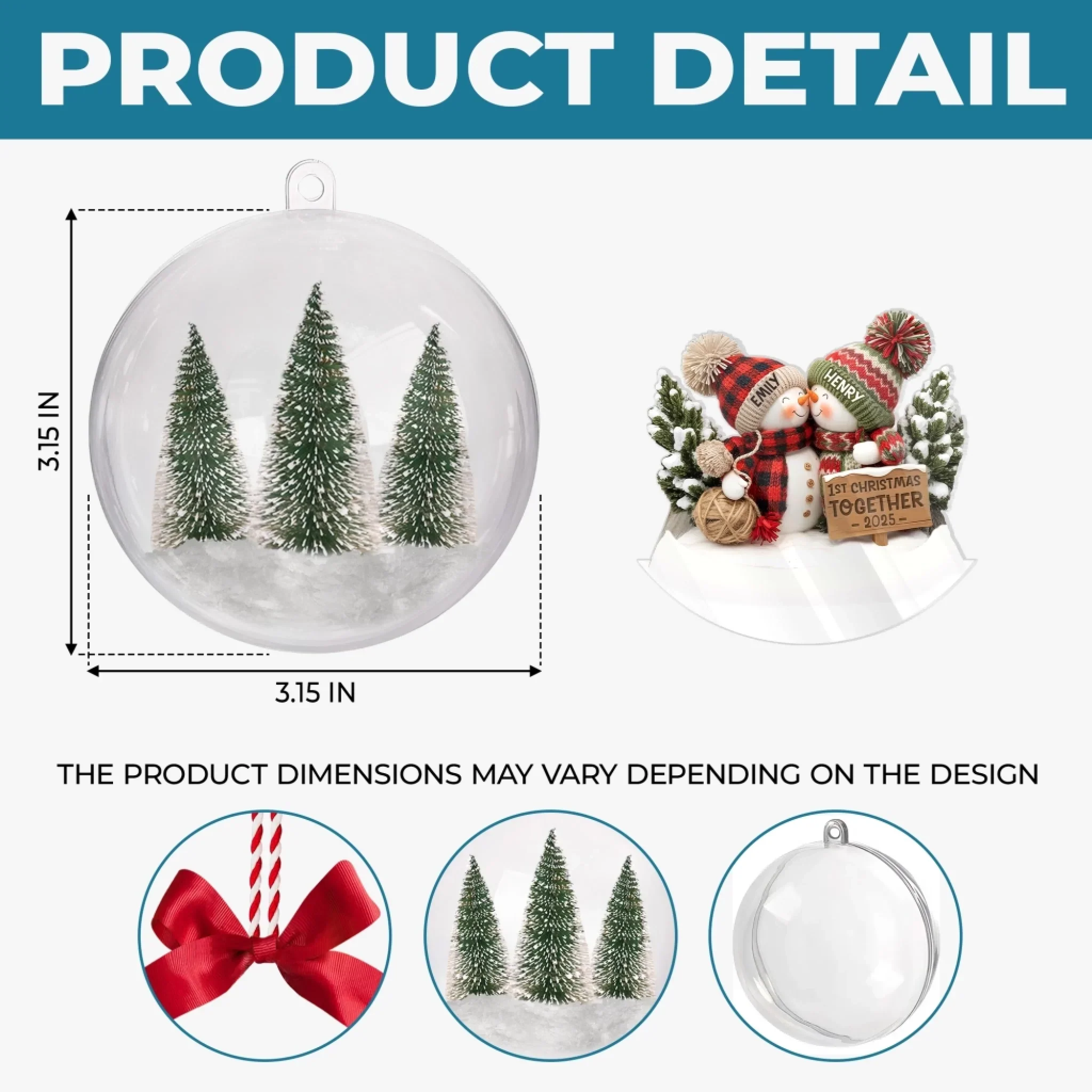 Custom First Christmas 3D Acrylic Ball Ornament - Personalized Anniversary Christmas Wedding Gifts For Husband And Wife, Him And Her - You And Me Forever - Image 5