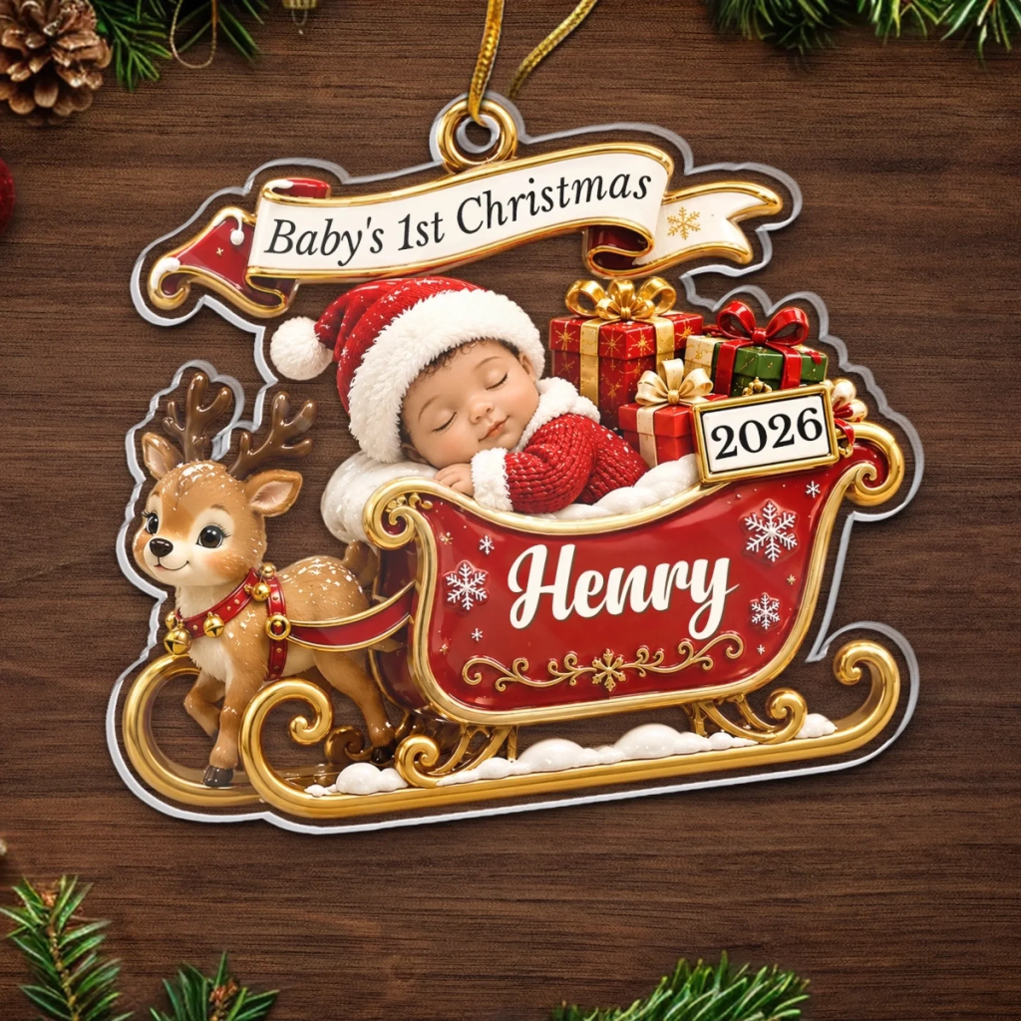 Custom First Christmas Acrylic Ornament - Personalized Christmas Baby Shower, Gender Reveal Gifts For New Moms, New Dads, New Parents - Tiny Miracle Big Joy - Image 4