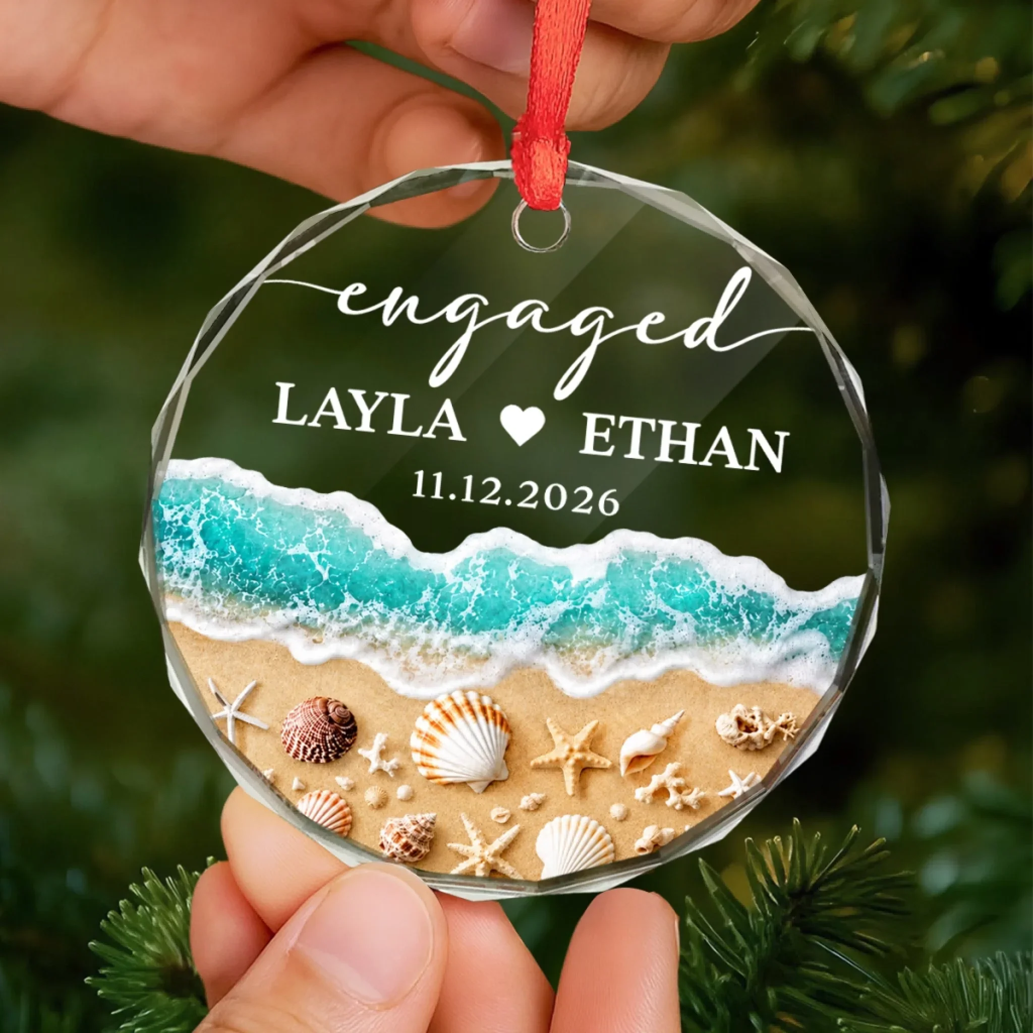 Custom First Christmas Circle Glass Ornament - Personalized Anniversary Christmas Wedding Gifts For Husband And Wife, Him And Her - Eternal Love, Deep As Sea - Image 4
