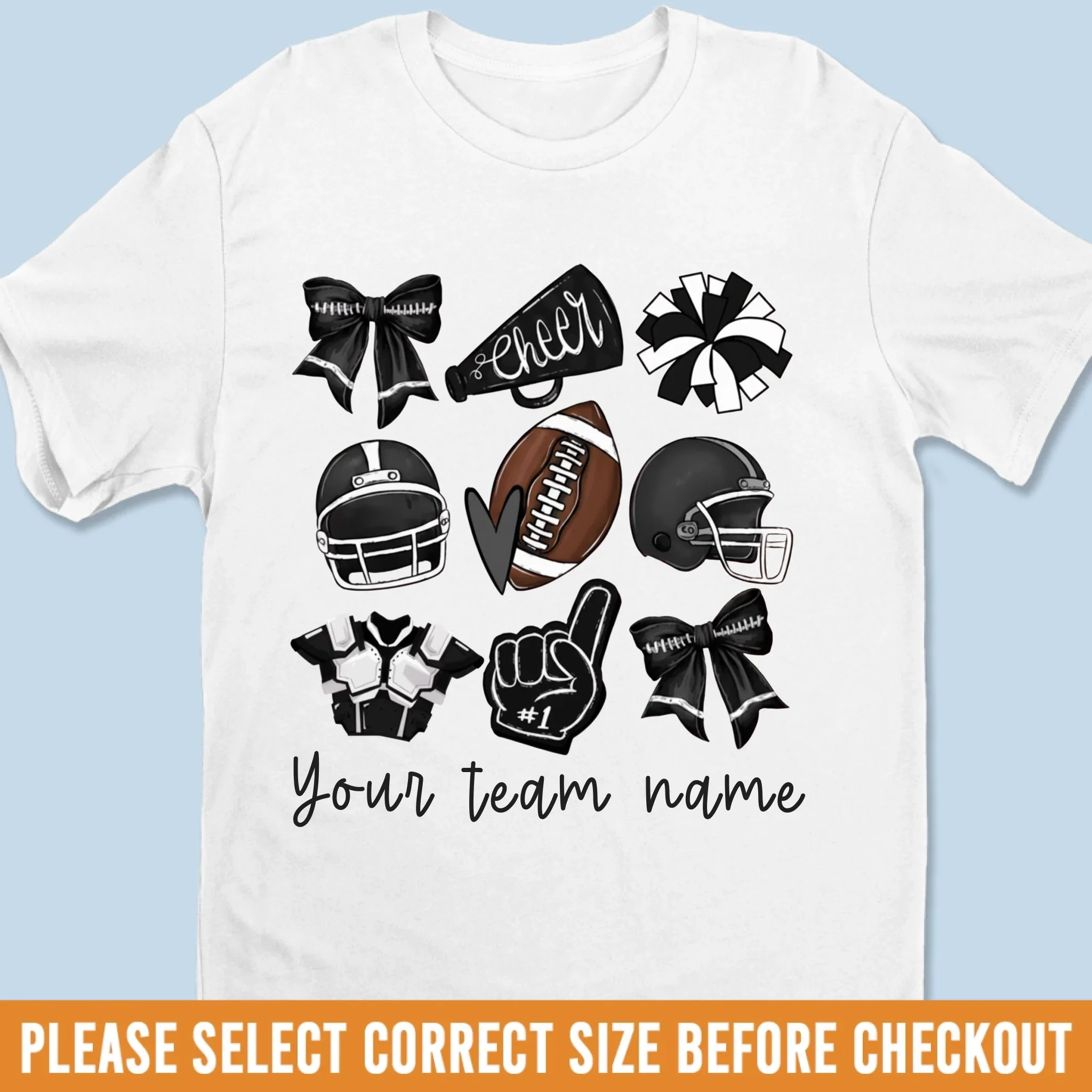 Custom Football Cheer Mom T-shirt, Hoodie - Personalized Birthday Football Gifts For American Football Players, Cheerleader, Football Lovers, Football Mom, Football Grandparent, - American Football Coquette Bow Team - Image 2