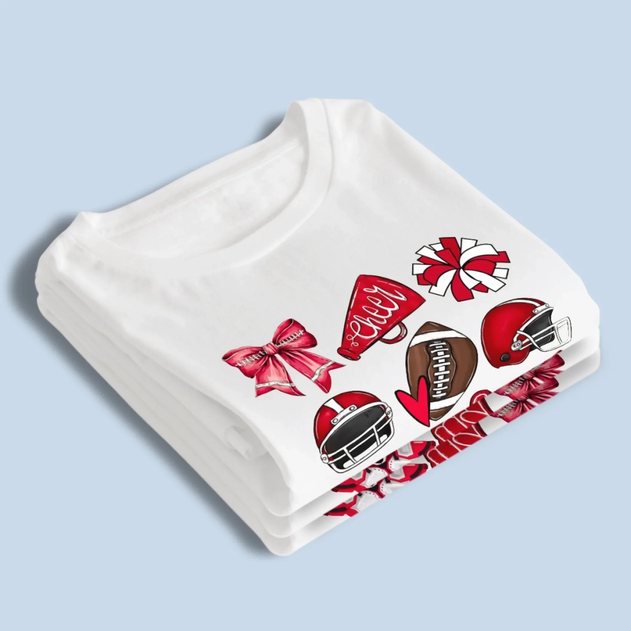 Custom Football Cheer Mom T-shirt, Hoodie - Personalized Birthday Football Gifts For American Football Players, Cheerleader, Football Lovers, Football Mom, Football Grandparent, - American Football Coquette Bow Team - Image 3