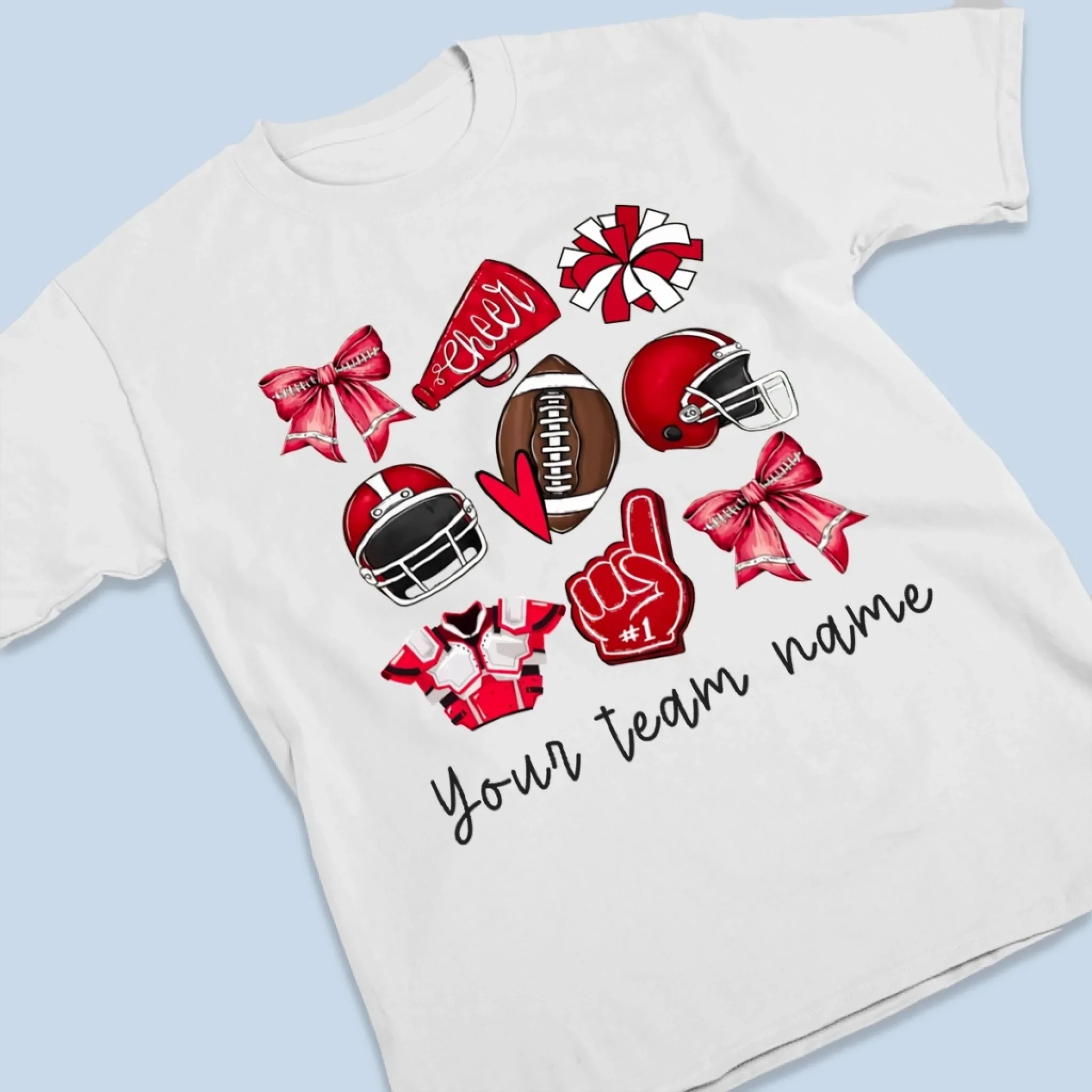 Custom Football Cheer Mom T-shirt, Hoodie - Personalized Birthday Football Gifts For American Football Players, Cheerleader, Football Lovers, Football Mom, Football Grandparent, - American Football Coquette Bow Team - Image 4