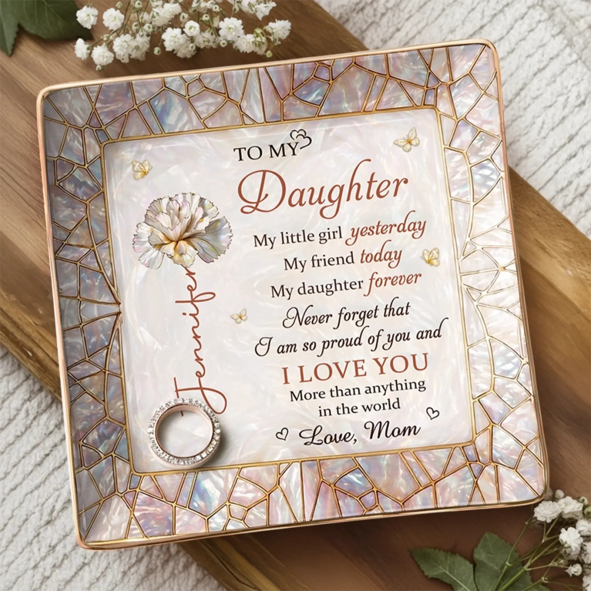 Custom Full-Print Jewelry Dish - Personalized Birthday Gifts For Daughter - My Little Girl Forever - Image 3