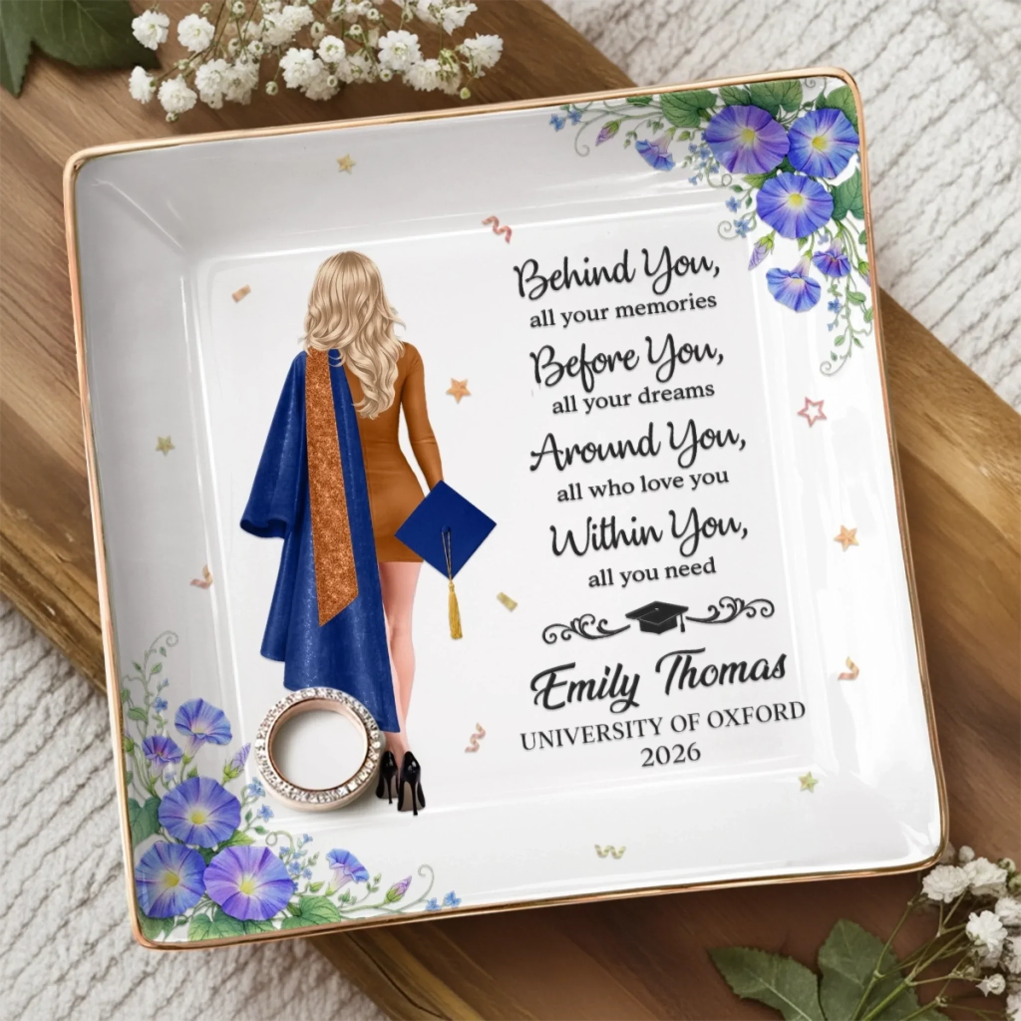 Custom Full-Print Jewelry Dish - Personalized Graduation Gifts For Her - A Sweet Ending To A New Beginning - Image 3