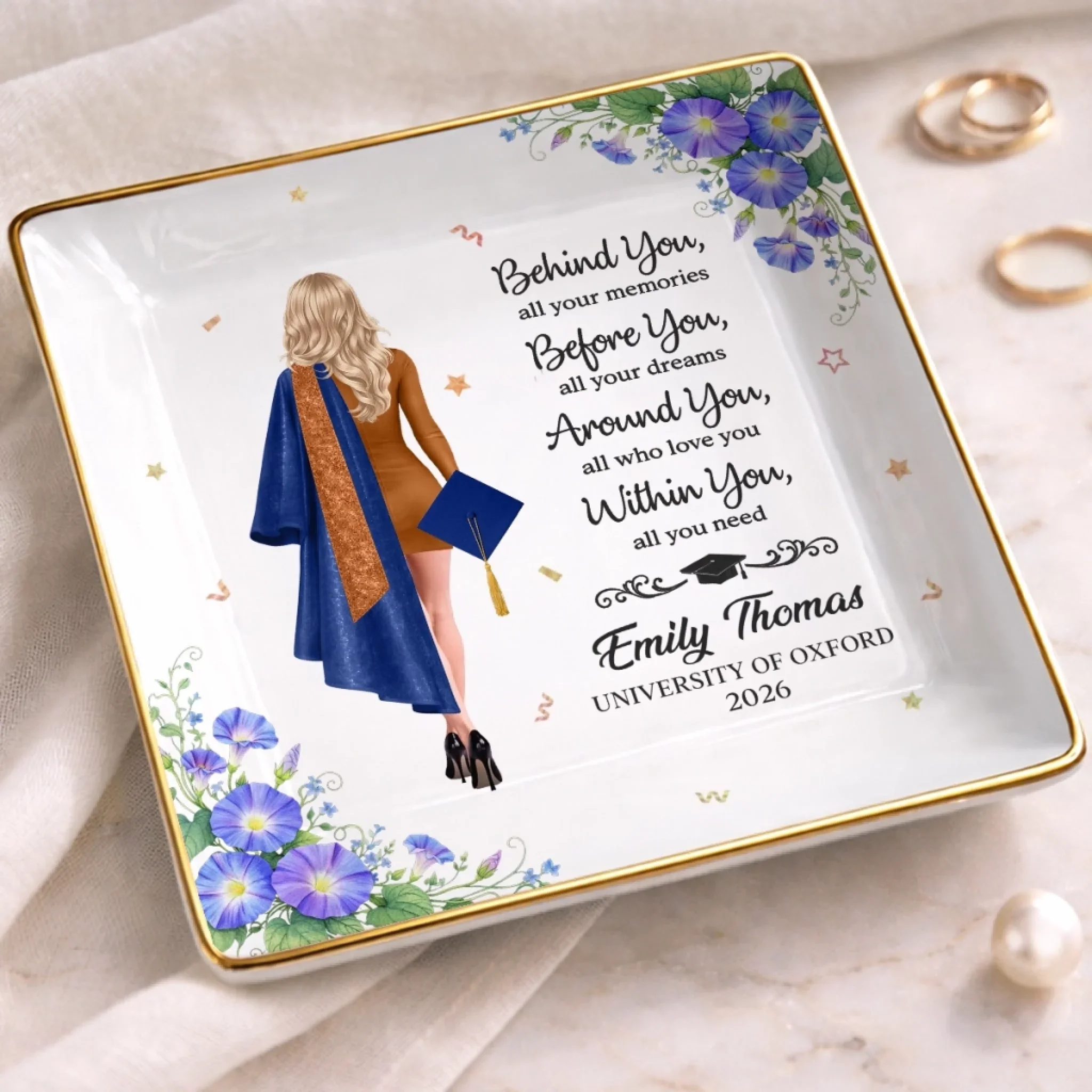 Custom Full-Print Jewelry Dish - Personalized Graduation Gifts For Her - A Sweet Ending To A New Beginning - Image 4