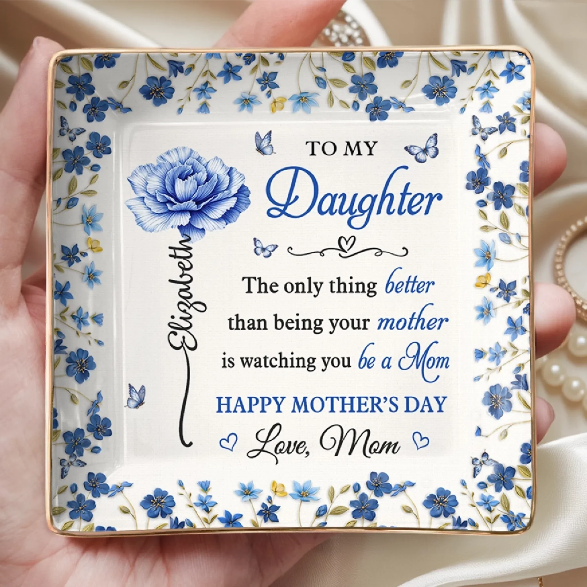Custom Full-Print Jewelry Dish - Personalized Mother's Day Gifts For Daughter - A Daughter Is A Lifetime Of Love - Image 2