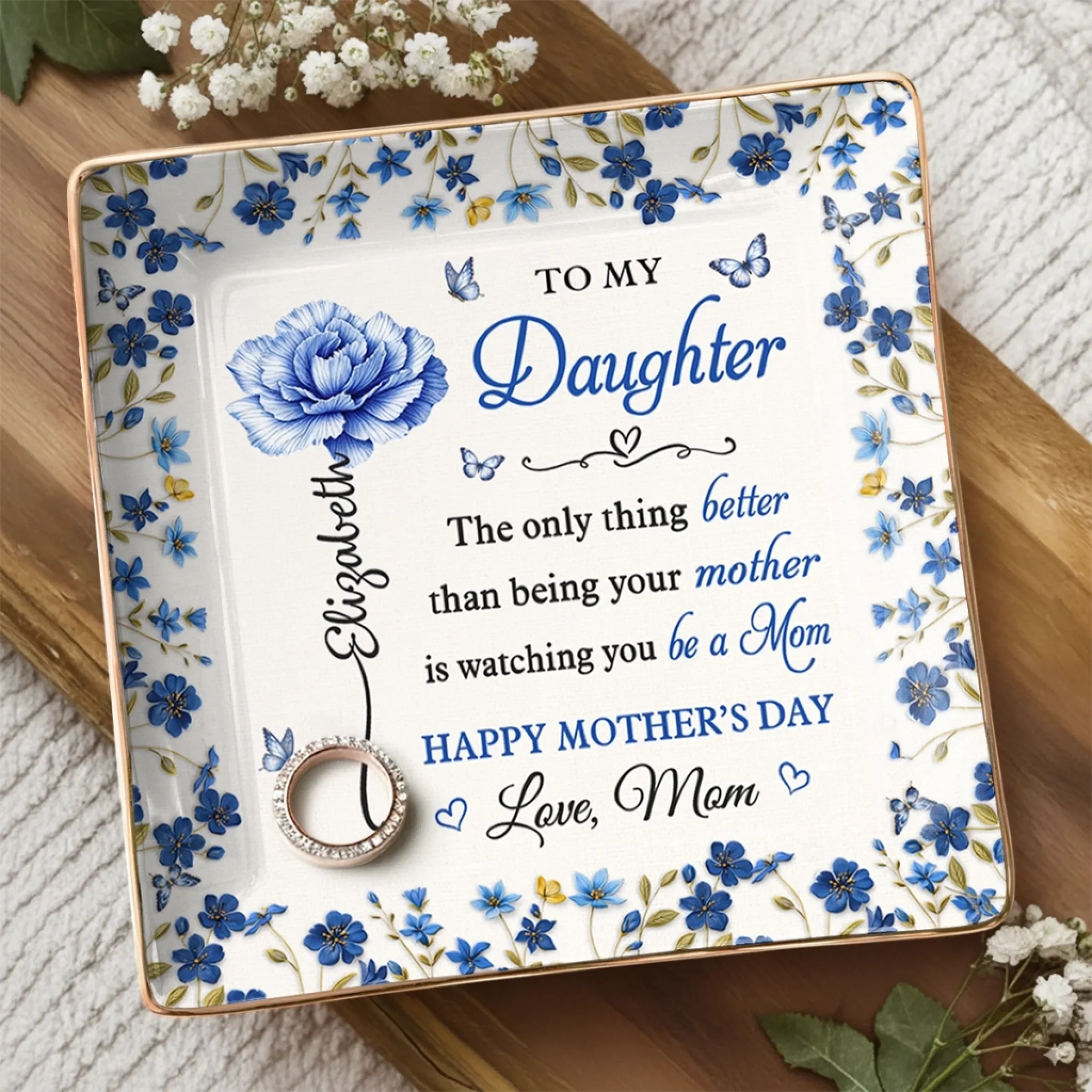 Custom Full-Print Jewelry Dish - Personalized Mother's Day Gifts For Daughter - A Daughter Is A Lifetime Of Love - Image 3