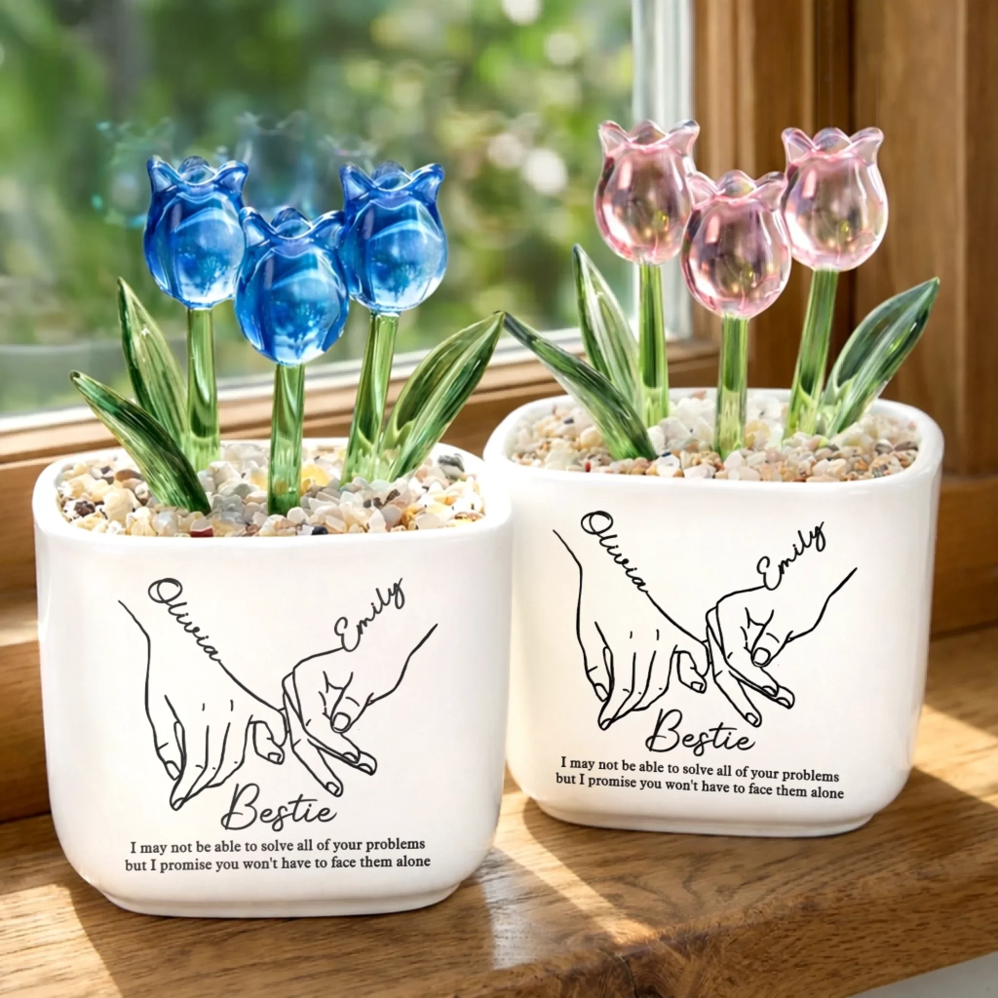 Custom Glass Everlasting Tulips - Personalized Best Friend Birthday Gifts For Women, Besties, Sisters, BFF - Forever My Soul Sister - Image 2