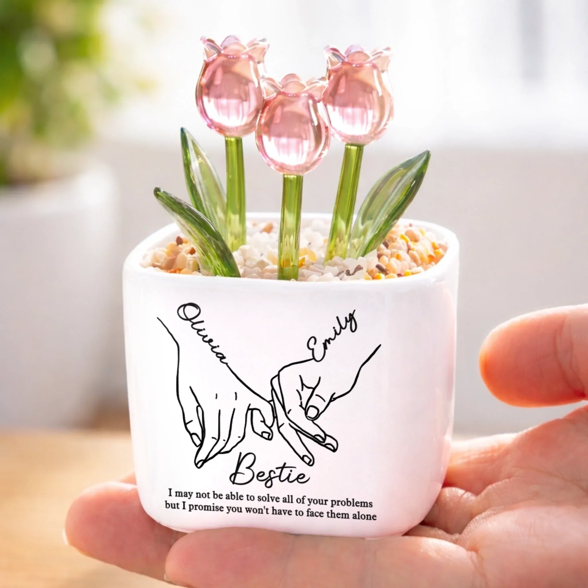 Custom Glass Everlasting Tulips - Personalized Best Friend Birthday Gifts For Women, Besties, Sisters, BFF - Forever My Soul Sister - Image 4