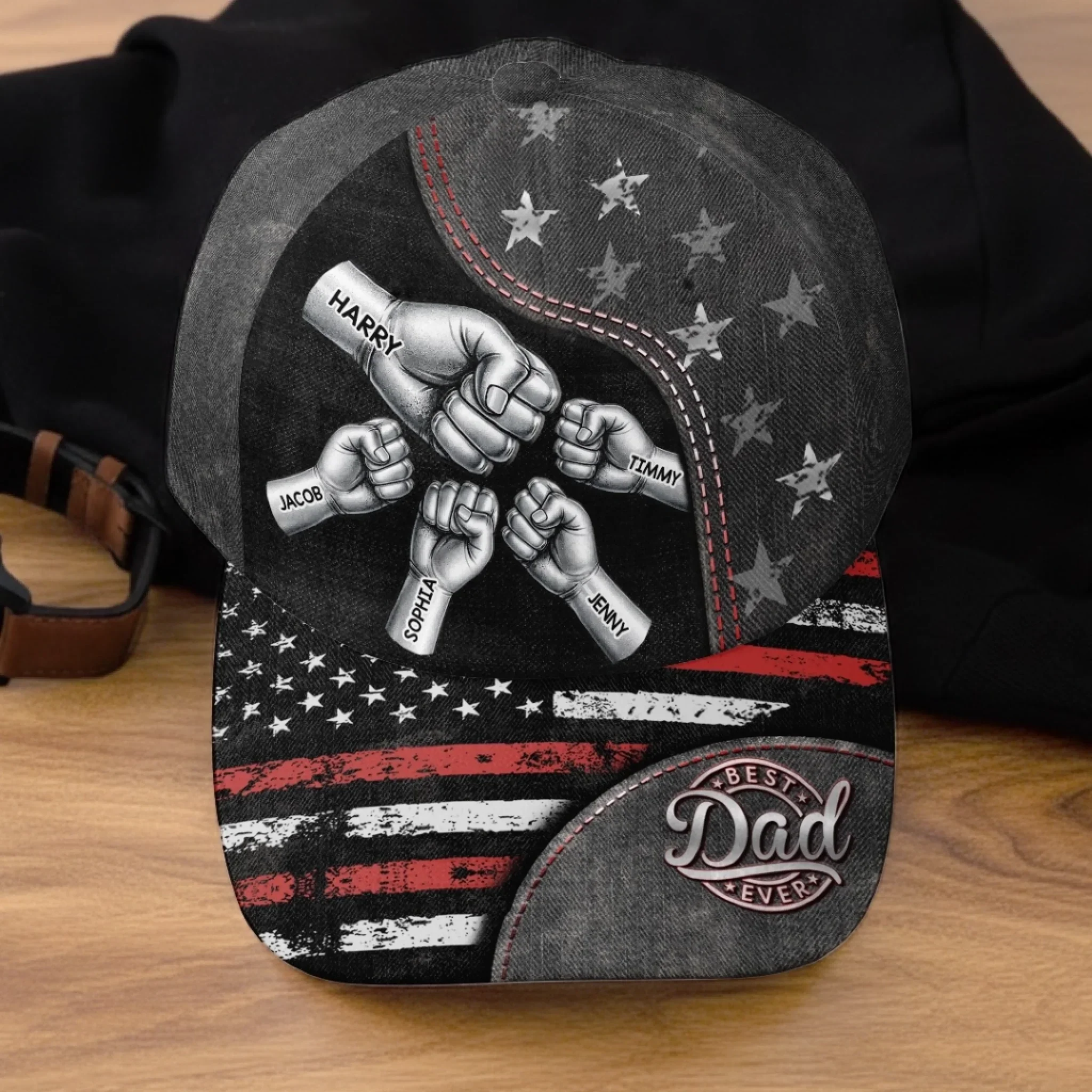 Custom Hat, All Over Print Classic Cap - Personalized Birthday Gifts For Dad, Grandpa - Grandpa Love Stands Tall - Image 3