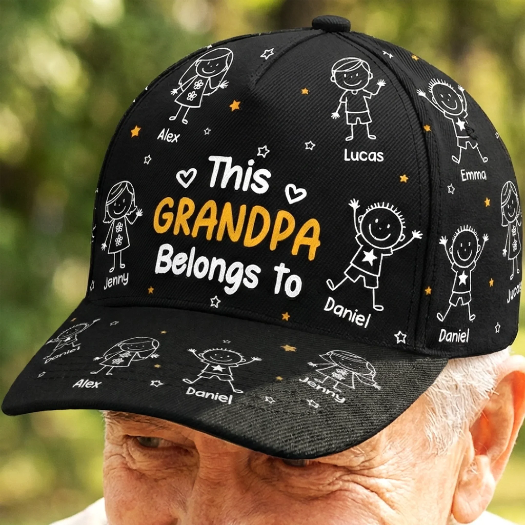 Custom Hat, All Over Print Classic Cap - Personalized Birthday Gifts For Dad, Grandpa - World’s Best Grandpa Crew - Image 4