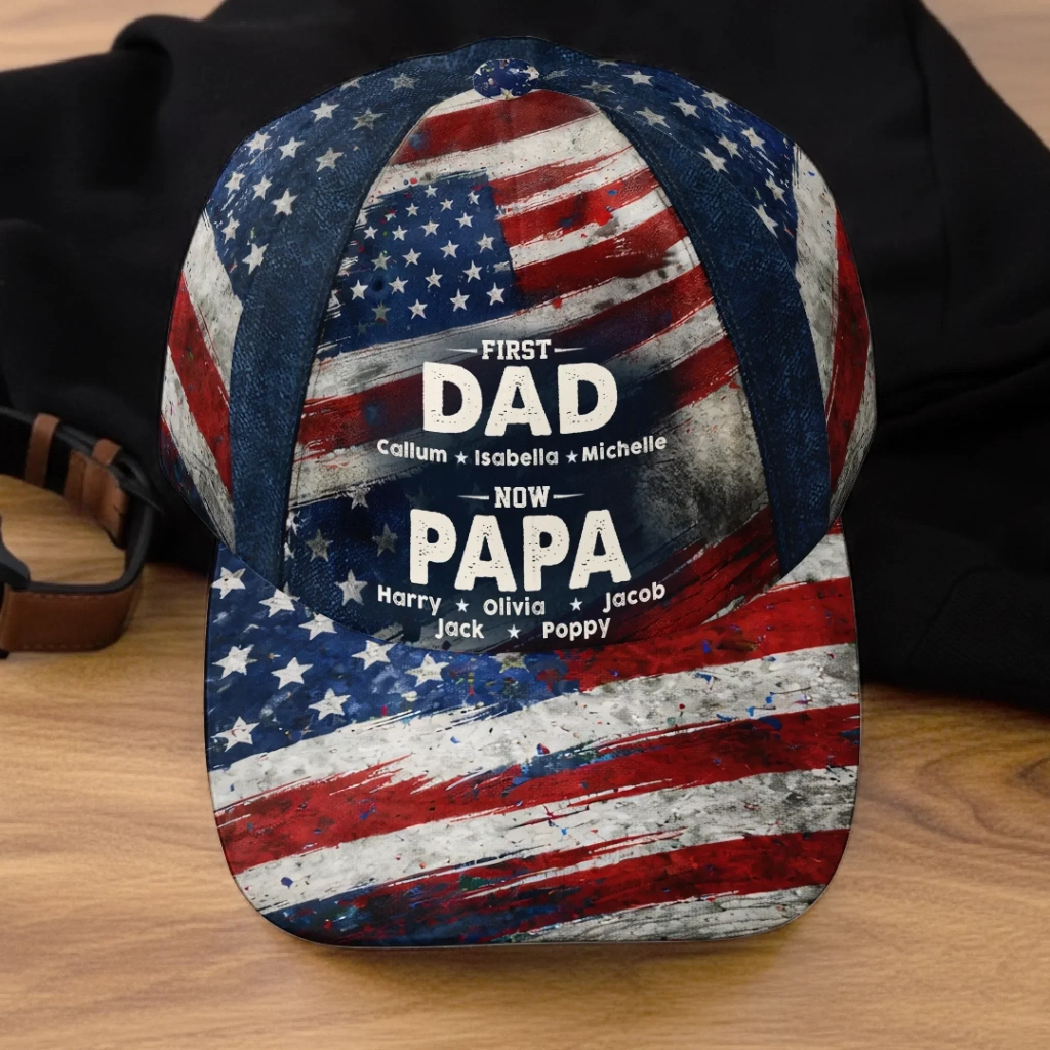 Custom Hat, All Over Print Classic Cap - Personalized Father's Day Birthday Gifts For Dad, Grandpa - From Dad To Papa - Image 3