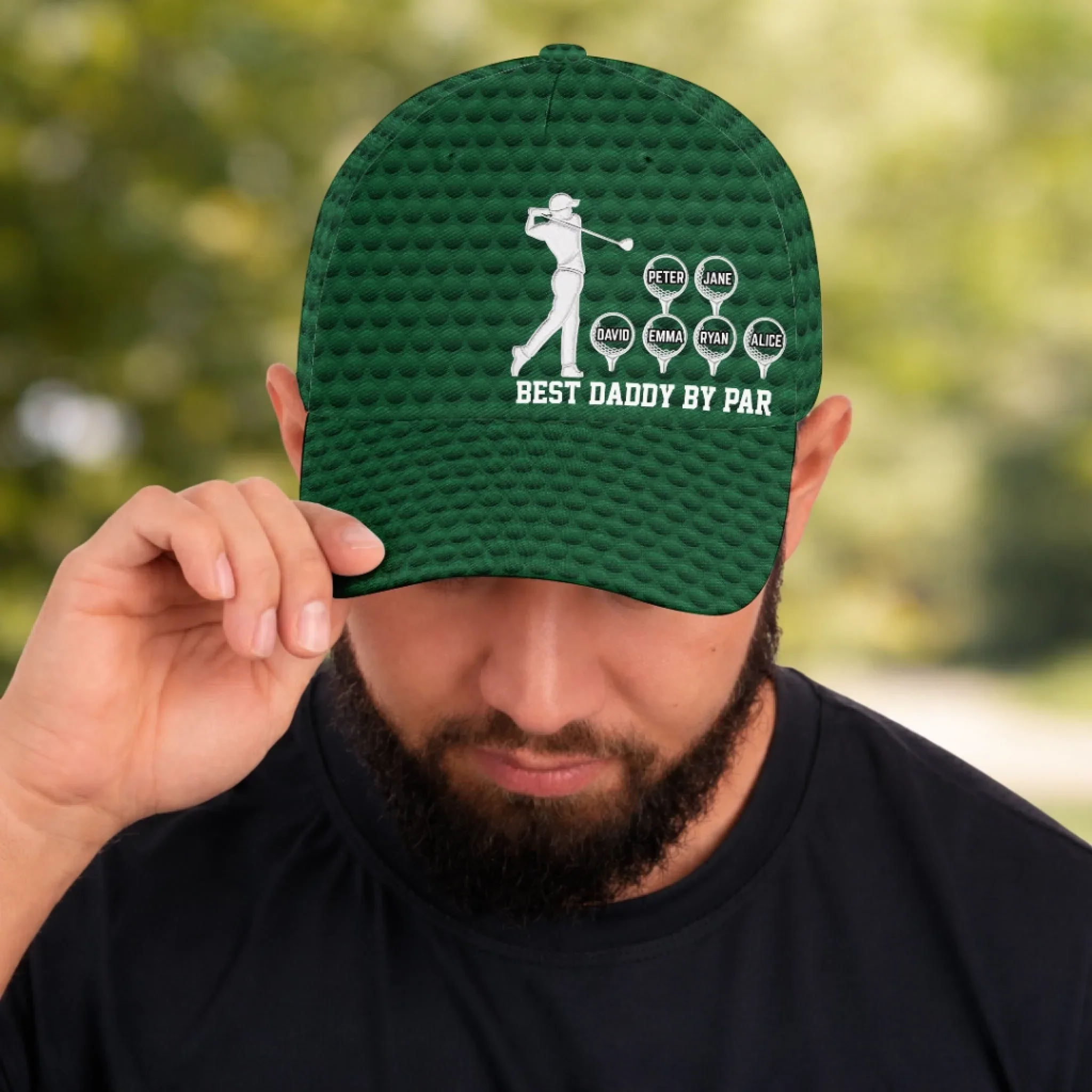 Custom Hat, All Over Print Classic Cap - Personalized Father's Day Birthday Golf Gifts For Dad, Grandpa - Good Swings Good Days - Image 4