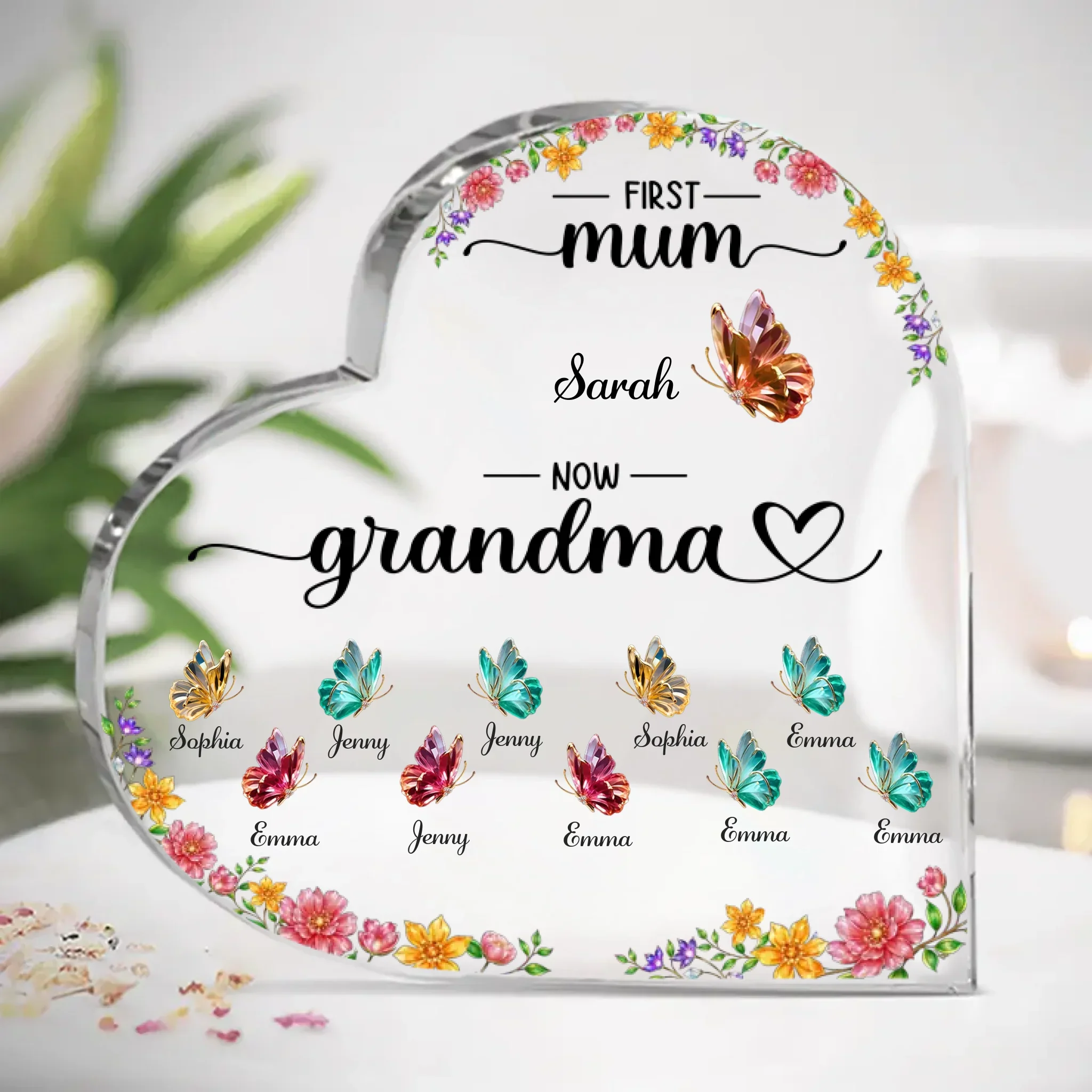 Custom Heart Shaped Acrylic Plaque - Personalized Mother's Day Gifts For Mom, Grandma - Love Grows In Our Family - Image 2