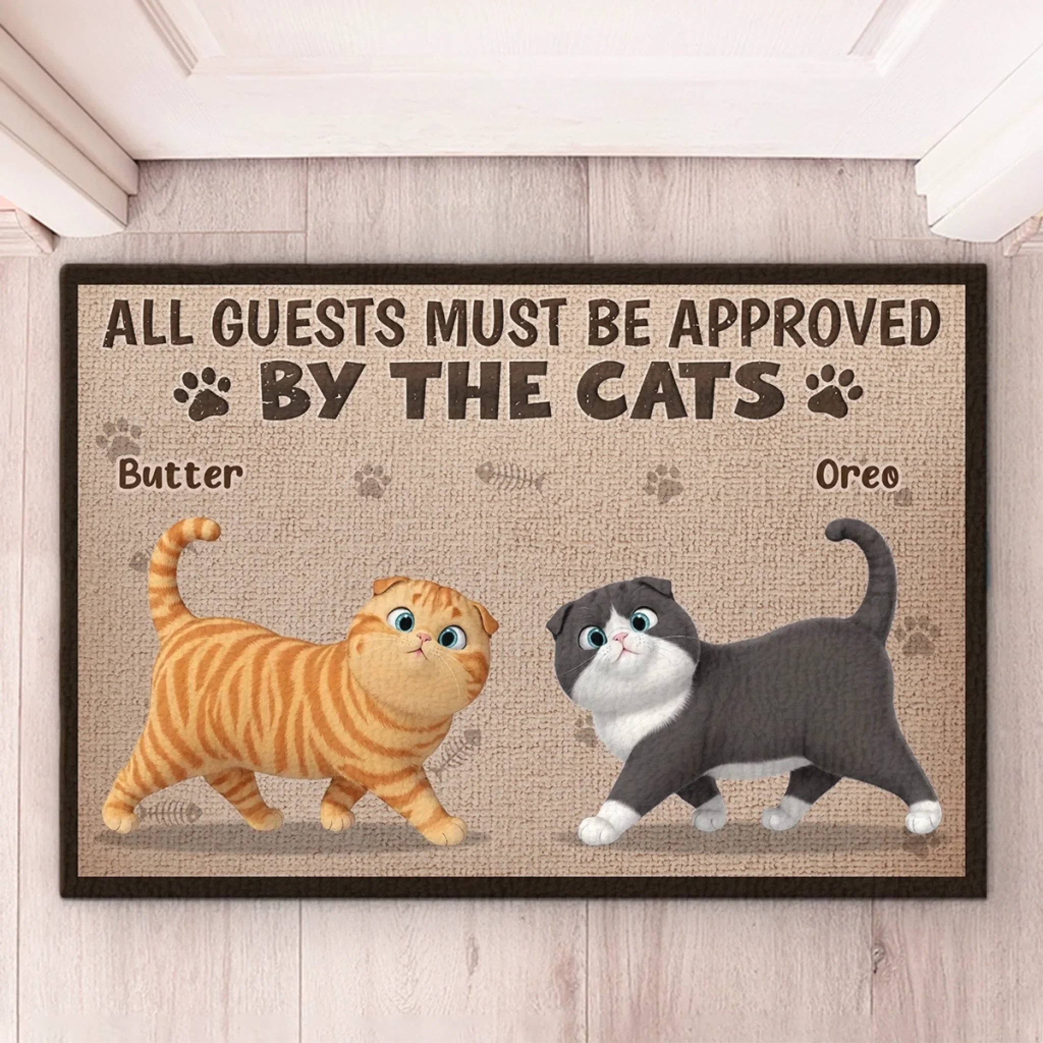 Custom Home Decor Decorative Mat - Personalized Birthday Gifts For Cat Lovers, Cat Mom And Dad - Welcome, Cats Say Maybe