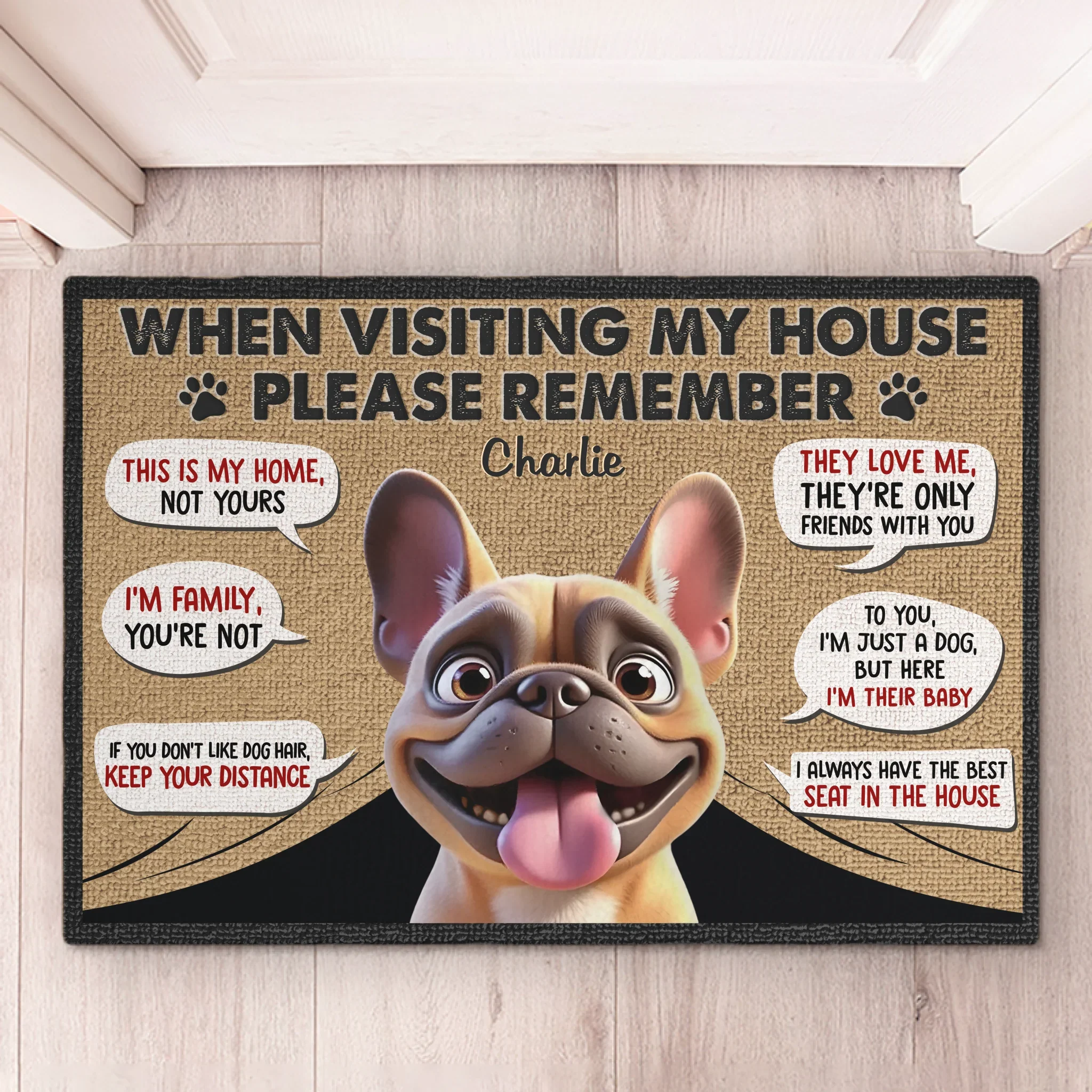 Custom Home Decor Decorative Mat - Personalized Birthday Gifts For Dog Lovers, Dog Dad And Mom - The Dog Approves All Visitors - Image 2