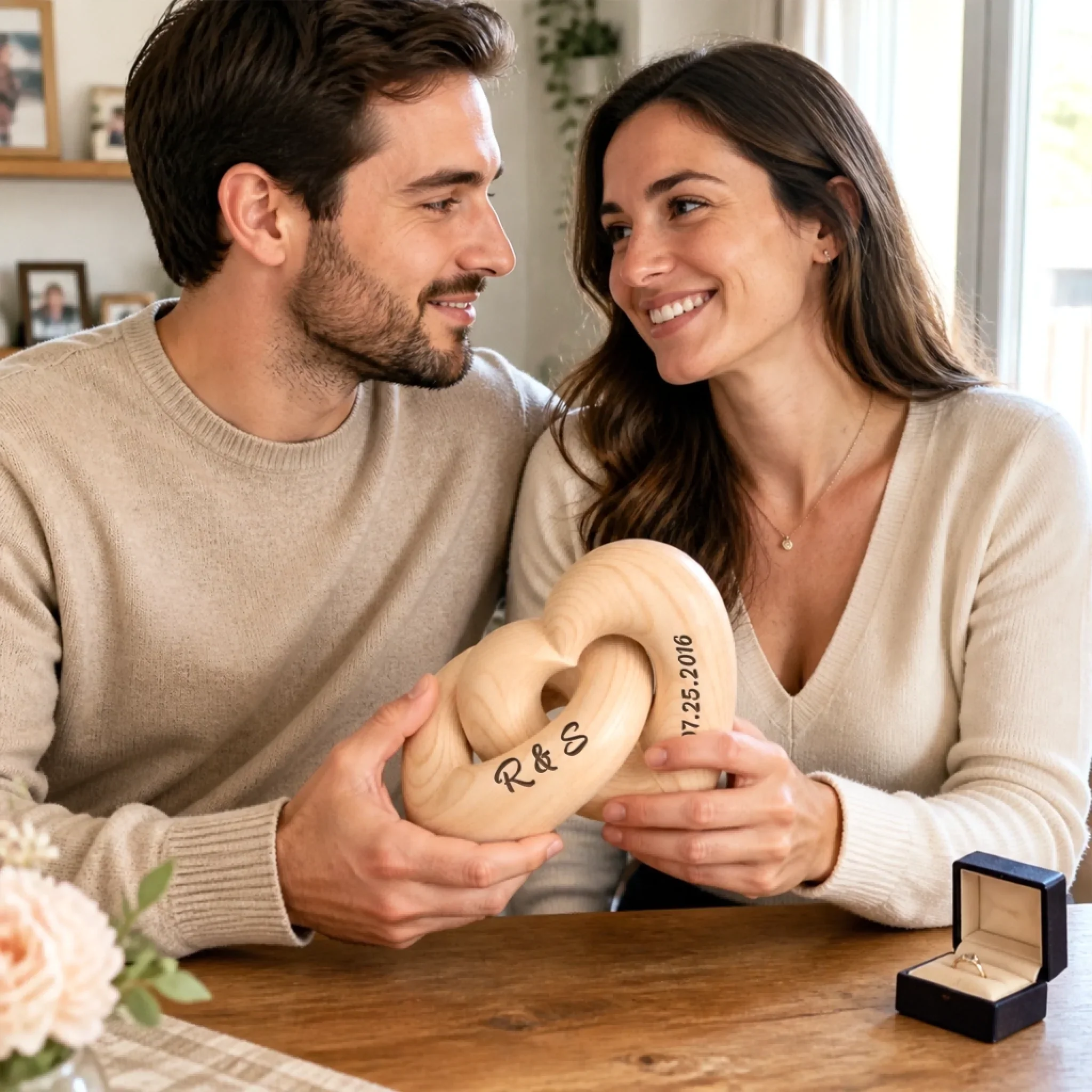 Custom Infinity Heart Sculpture - Personalized Anniversary Wedding Gifts For Husband And Wife, Him And Her - Our Love Story, Beautifully Connected - Image 2