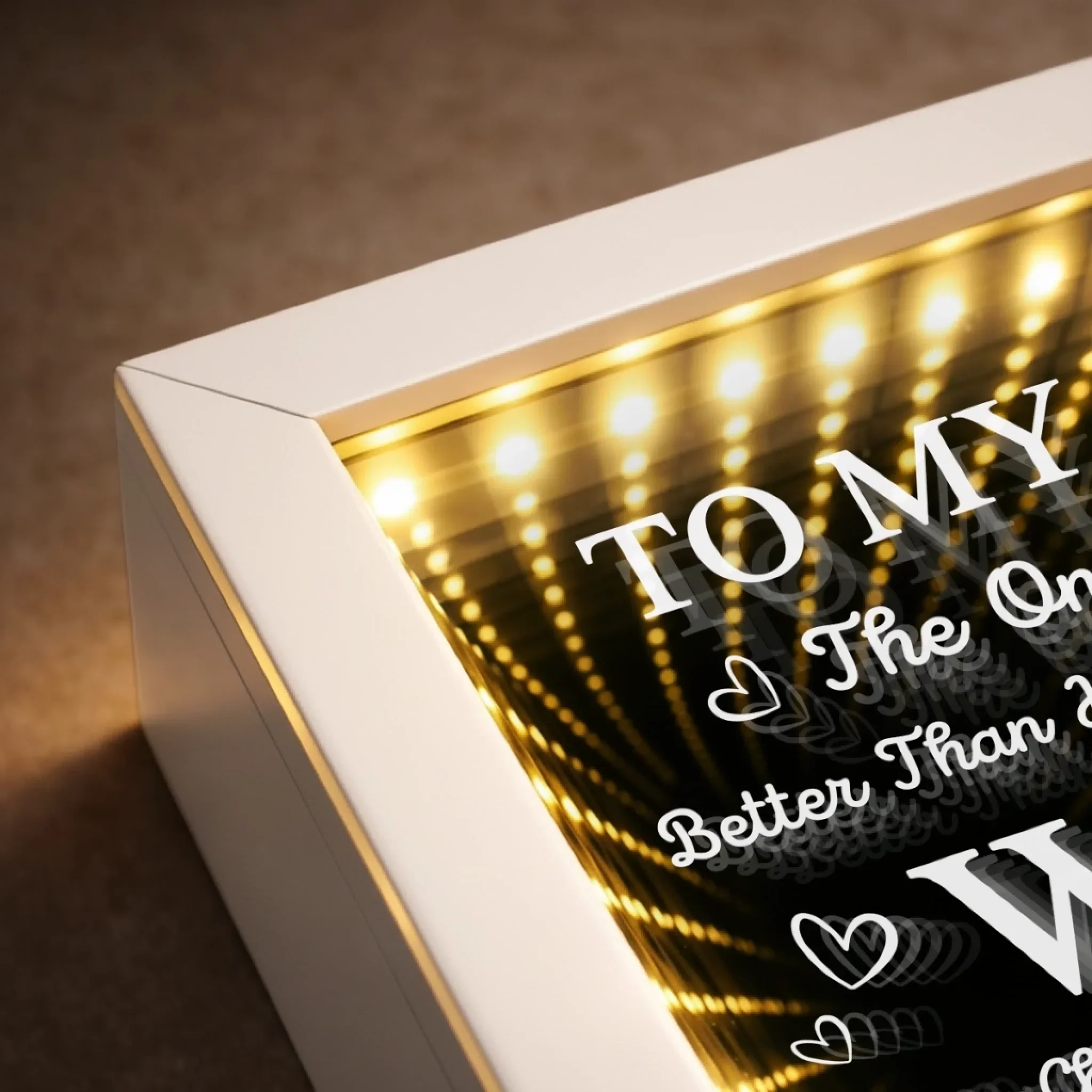 Custom Infinity Mirror Light Box - Personalized Mother's Day Anniversary Wedding Gifts For Husband And Wife, Him And Her - Loving You More Each Day - Image 7
