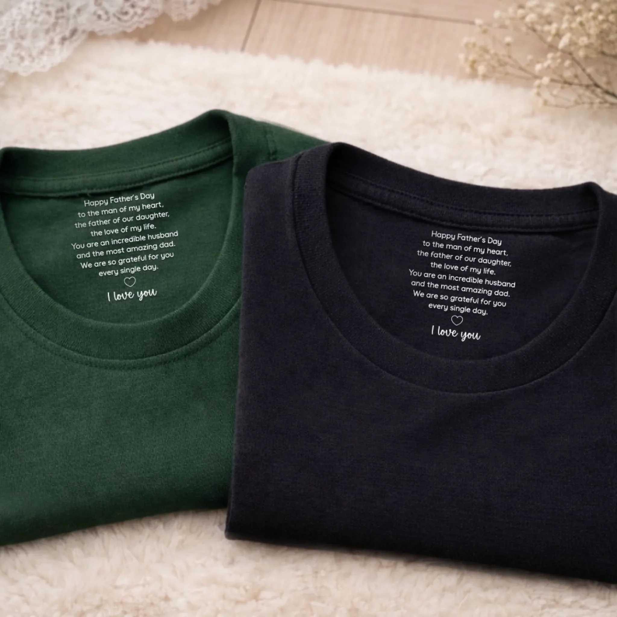 Custom Inside Neck Print T-Shirt - Personalized Father's Day Birthday Gifts For Dad, Grandpa - Thankful Every Day For Dad - Image 5